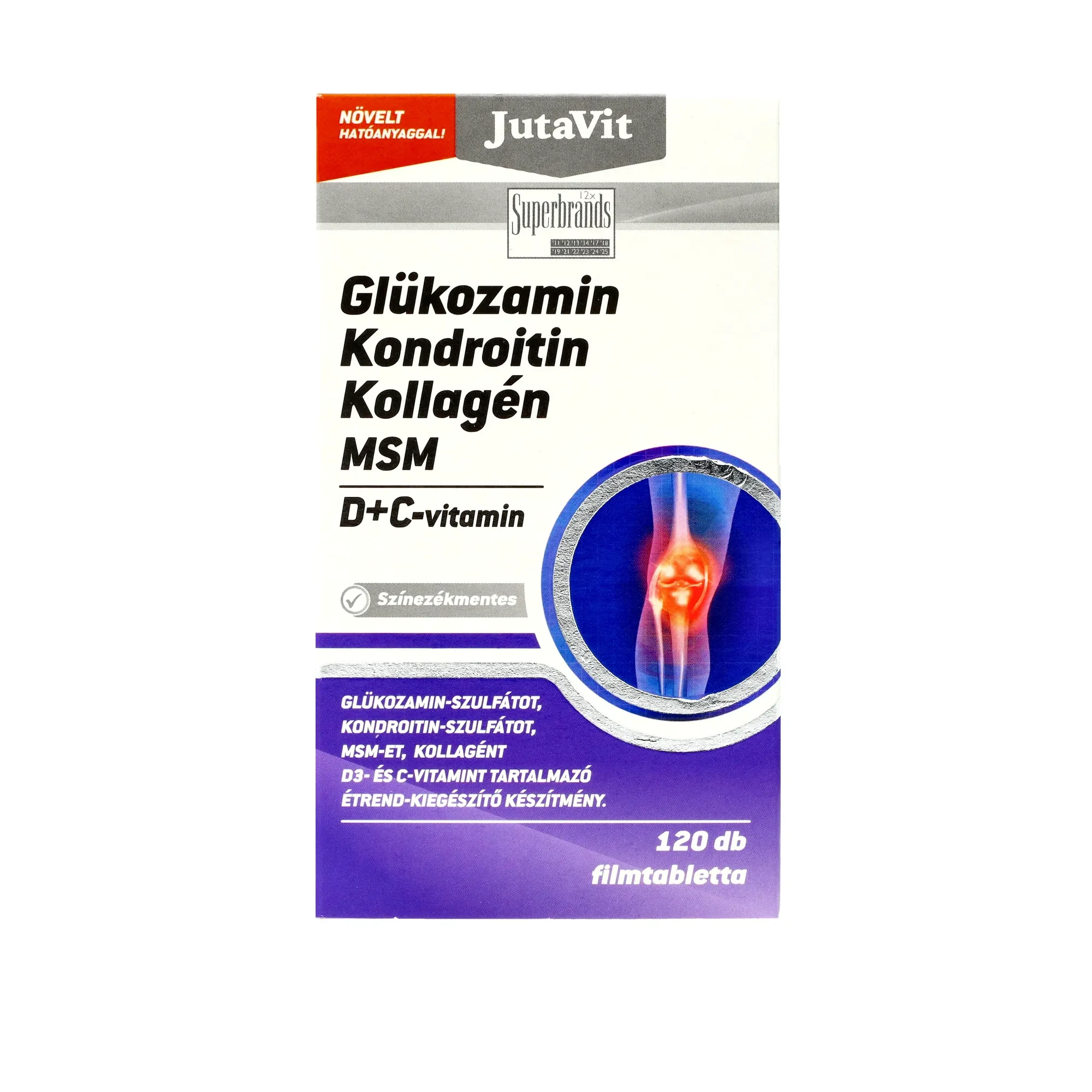 JutaVit Glükozamin+Kondroitin+MSM+Kolagén D+C vitamin tabletta 120db