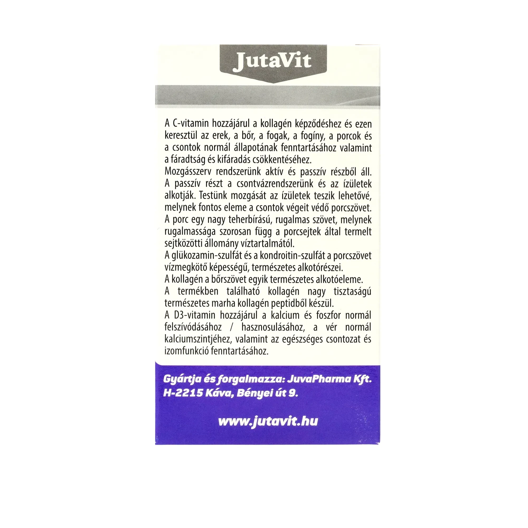 JutaVit Glükozamin+Kondroitin+MSM+Kolagén D+C vitamin tabletta 120db