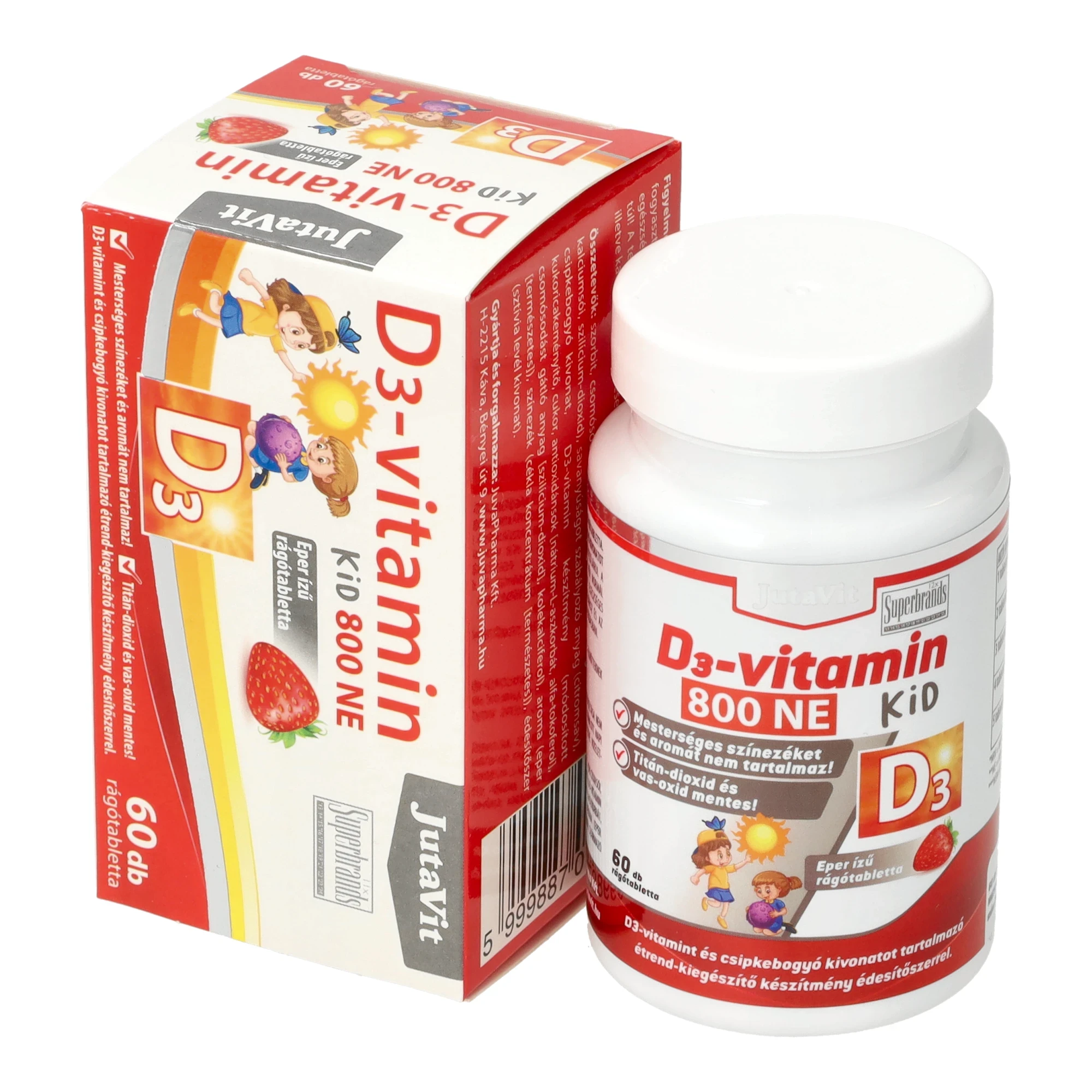 JutaVit D3-vitamin 800-NE KID eper ízű rágótabletta 60db