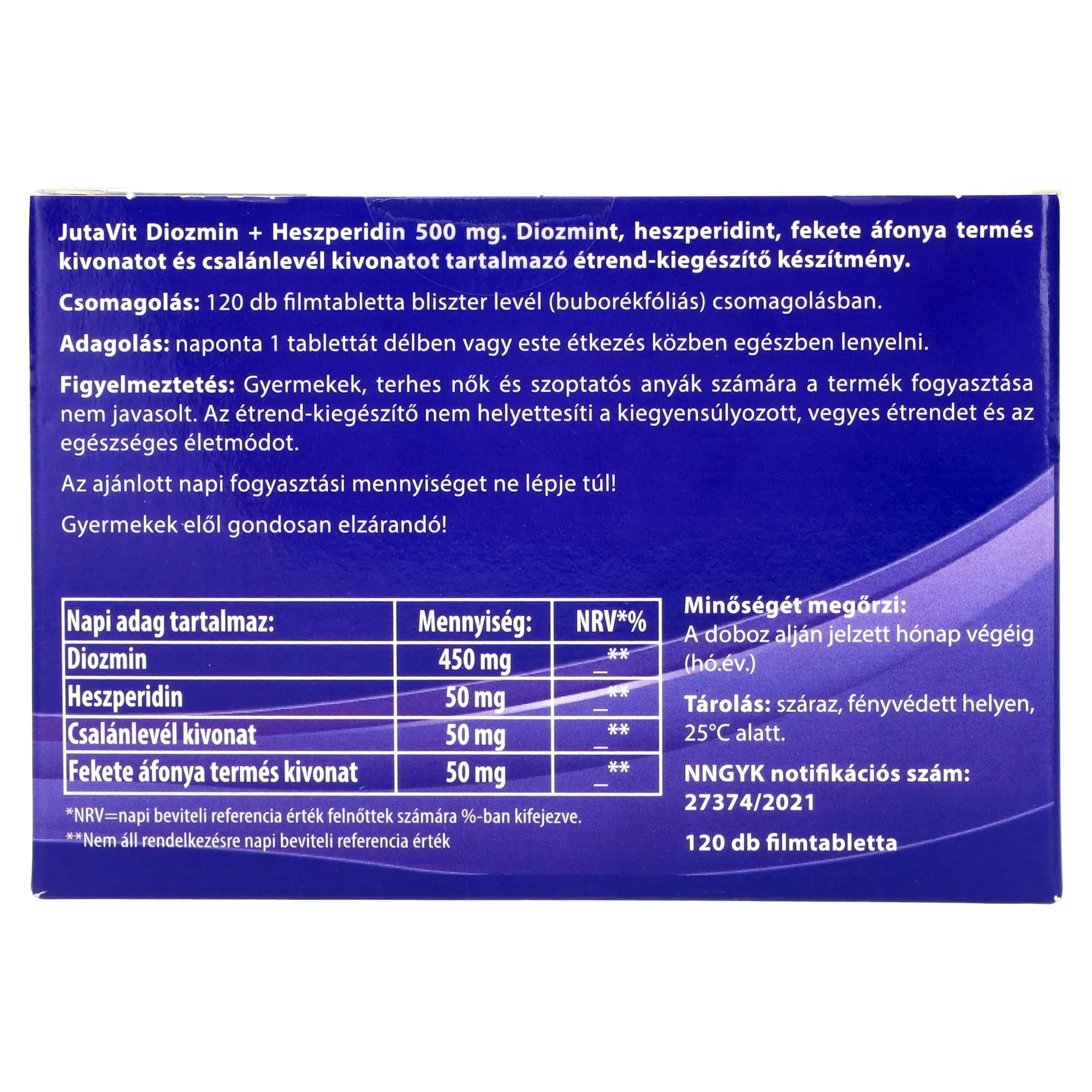 JutaVit Diozmin + Heszperidin 500mg 120db