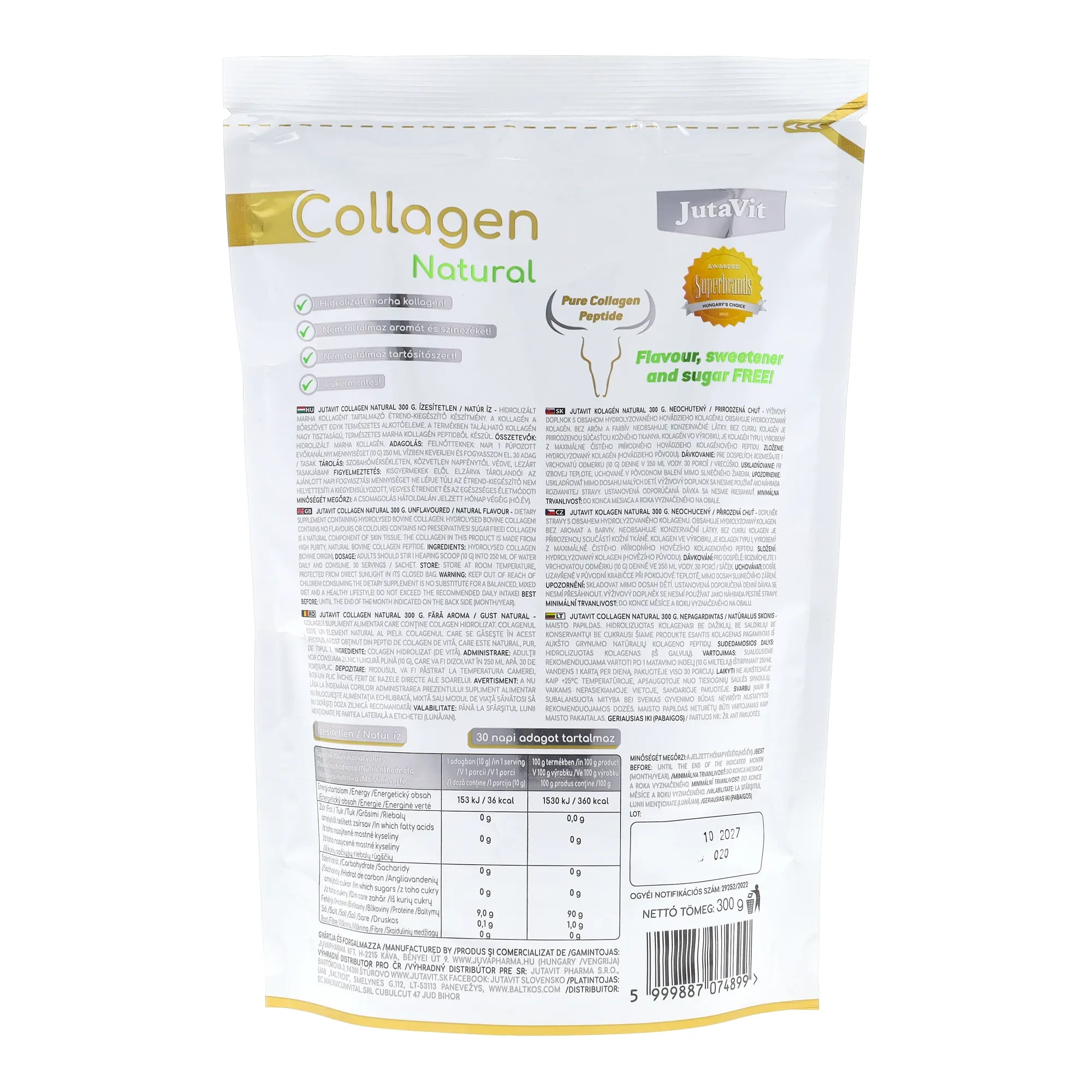 JutaVit Collagen Natural natúr íz 300g