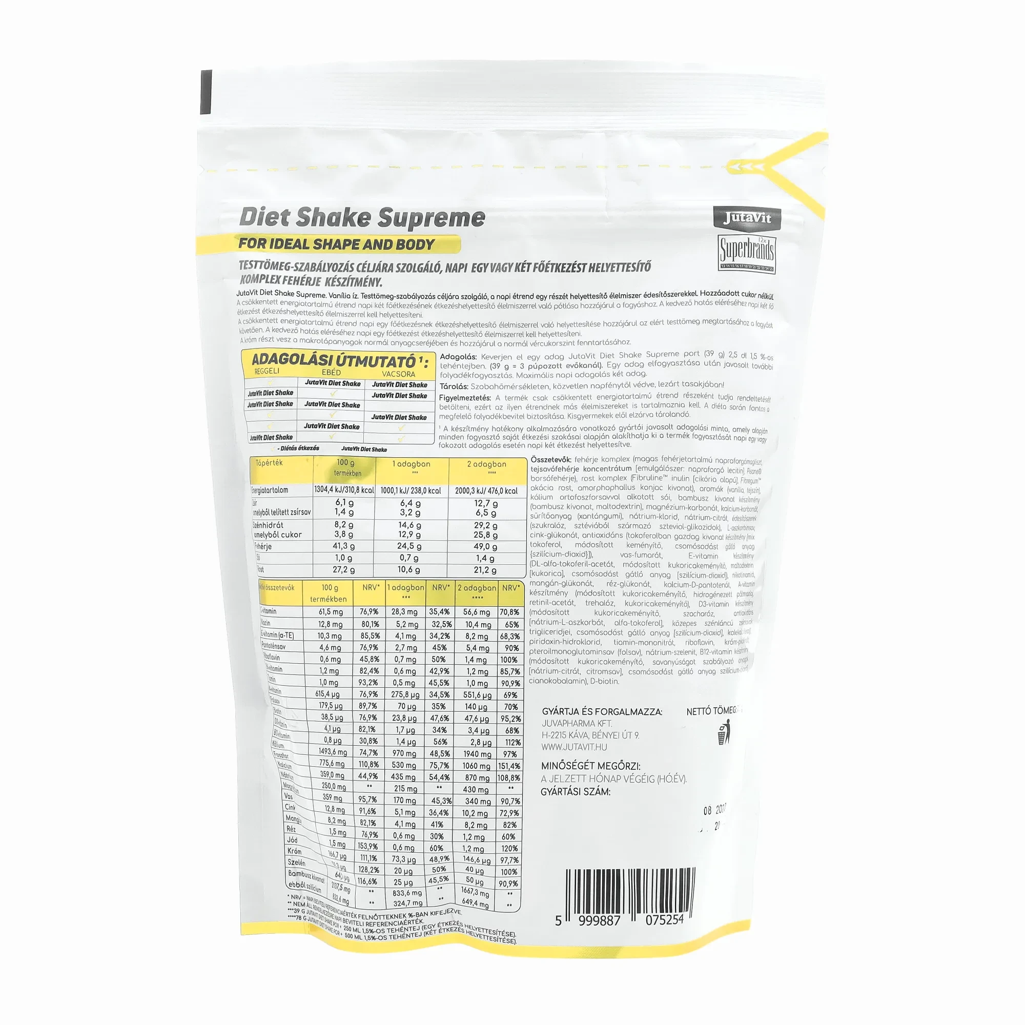 JutaVit Diet Shake Supreme Vanília íz 702 g