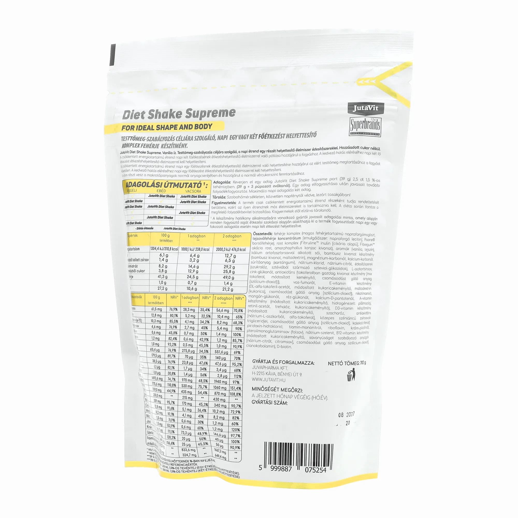 JutaVit Diet Shake Supreme Vanília íz 702 g