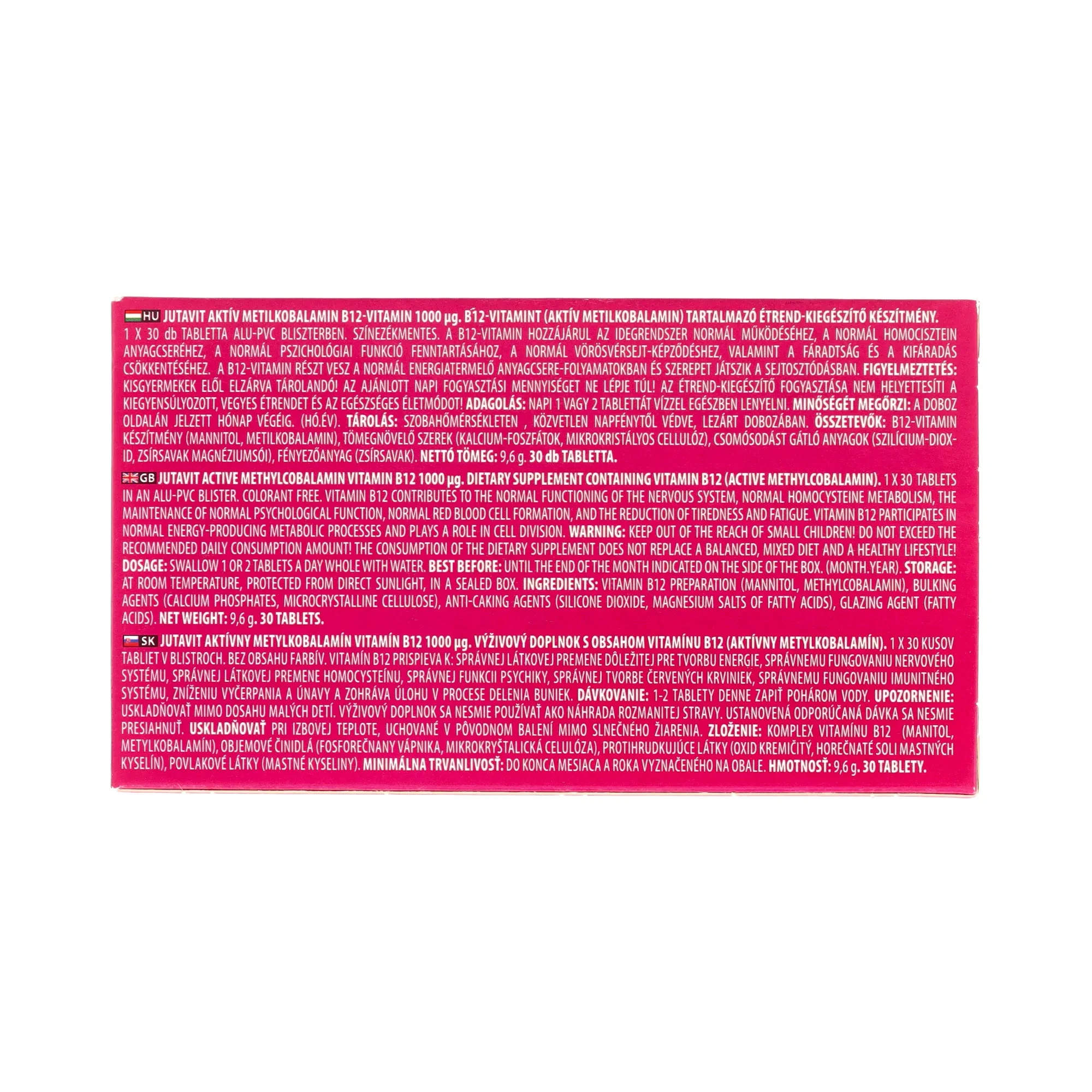 JutaVit B12 vitamin 1000mcg Aktív Metilkobalamin 30db