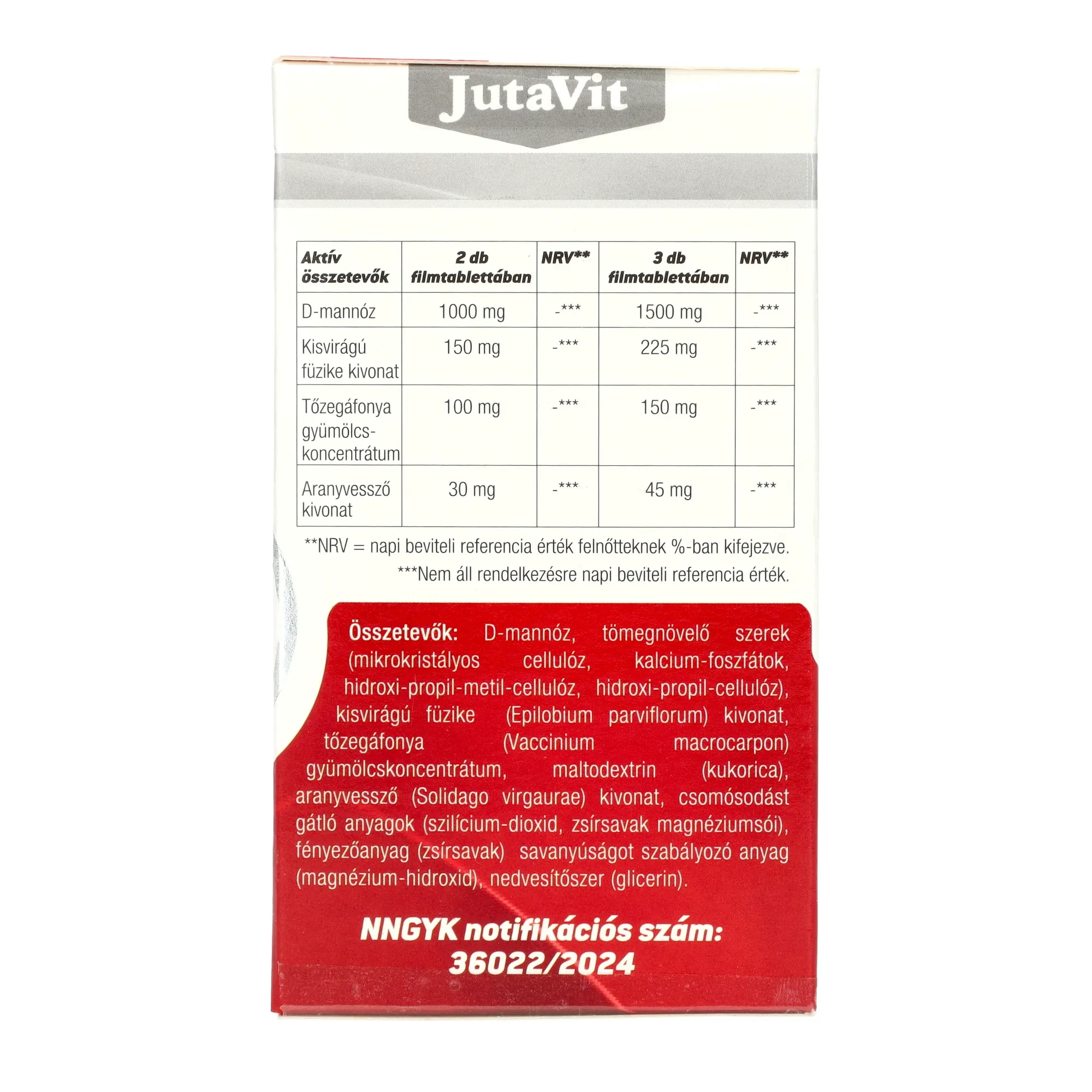 Jutavit D-Mannose Komplex 500 mg filmtabletta 90 db