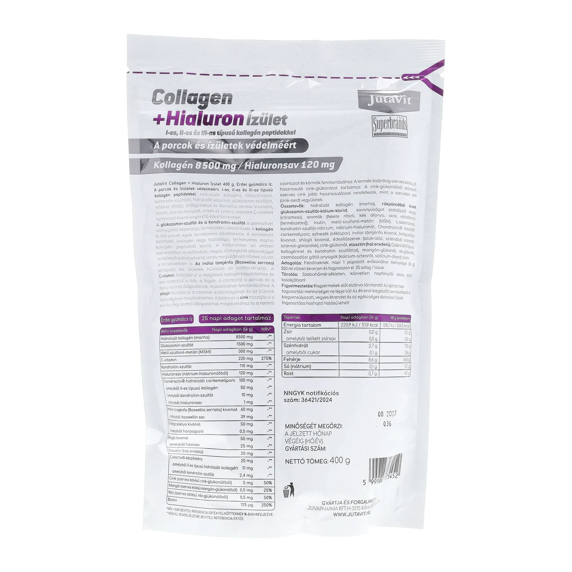 JutaVit Collagen+Hialuron ízület Erdei gyümölcs 400 g