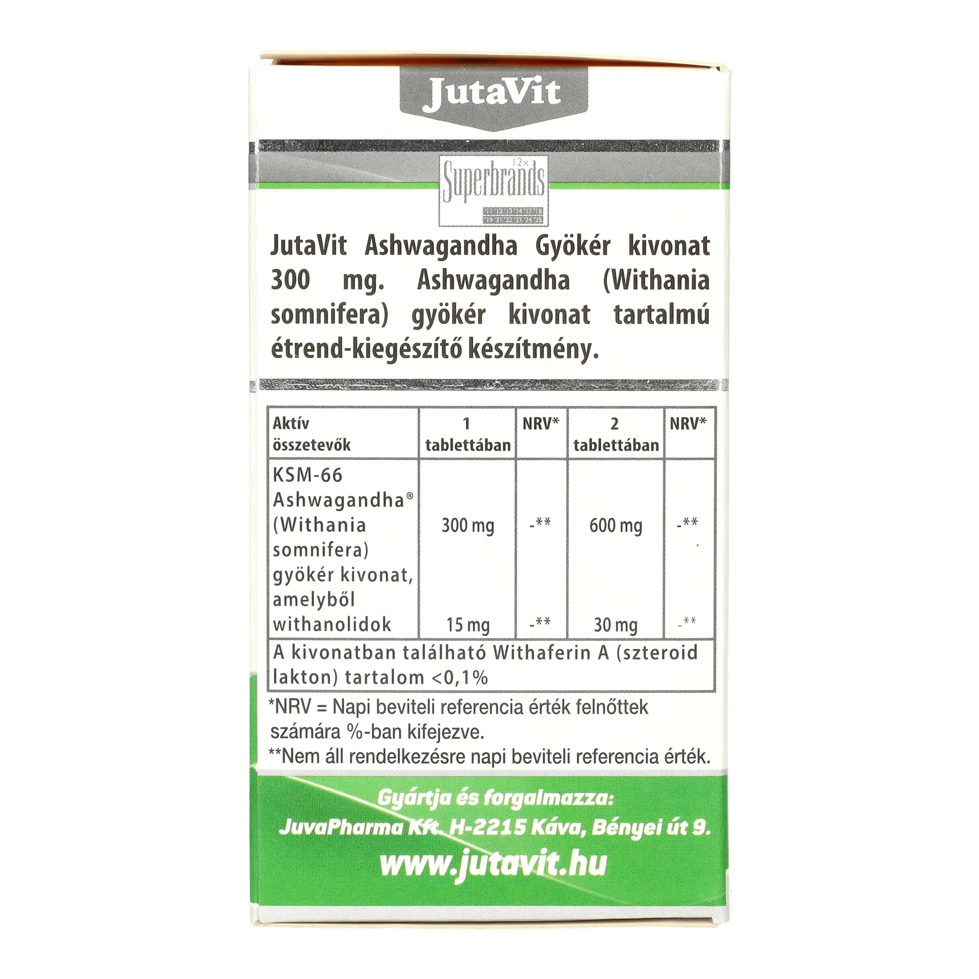Jutavit Ashwagandha gyökér kivonat tabletta 60 db 300 mg