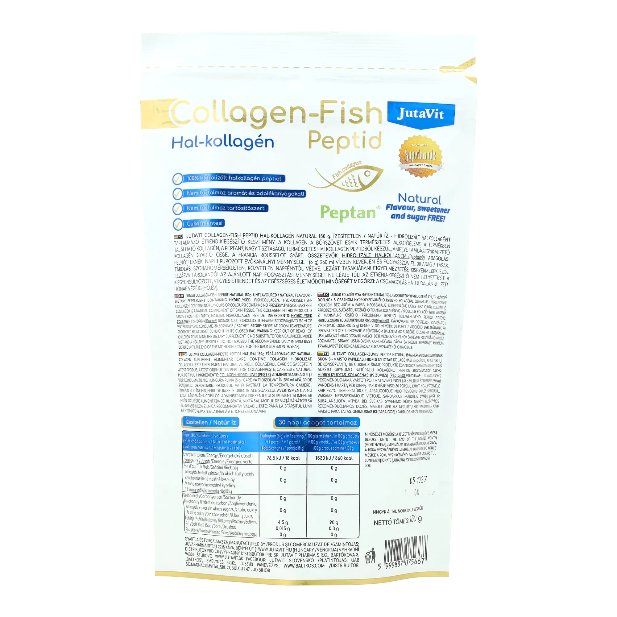 JutaVit Collagen Fish Hal-kollagén Peptid natúr 150g