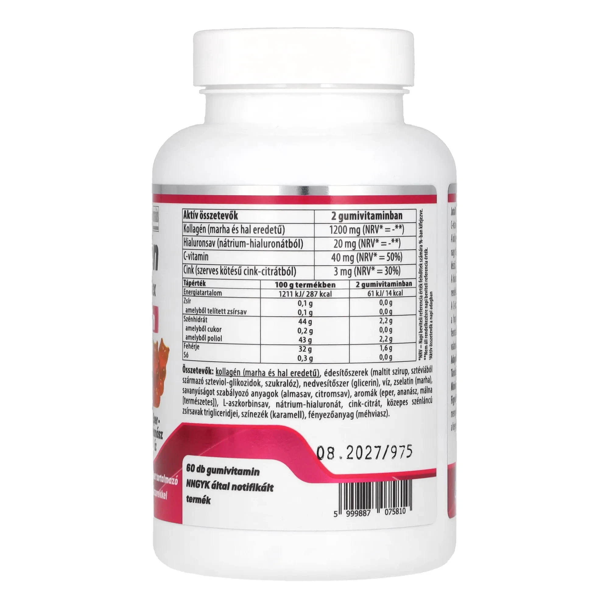 Jutavit Kollagén + Hialuron Komplex Cukormentes Gummivitamin 60 db