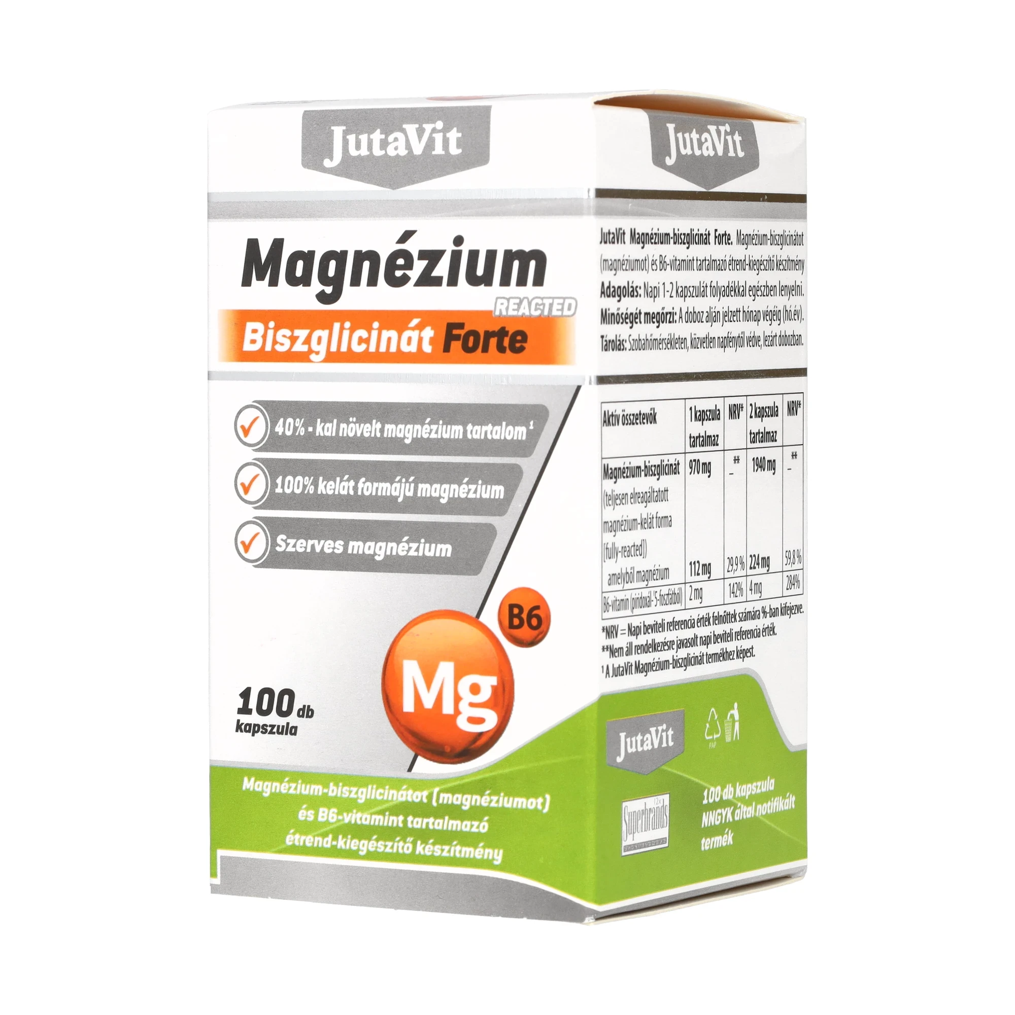 Jutavit Magnézium Biszglicinát Forte 100 db Kapszula