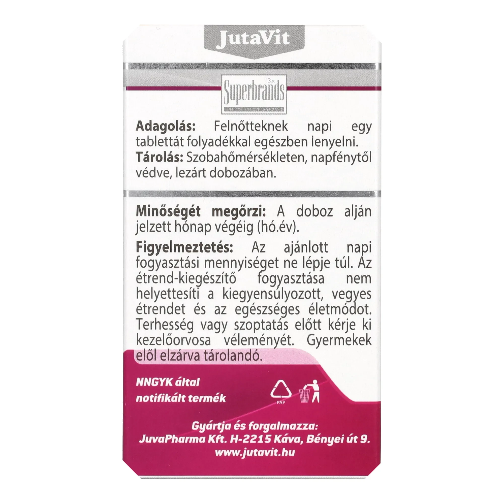 Jutavit Bioatív Folát 1000 µg 30 db Tabletta