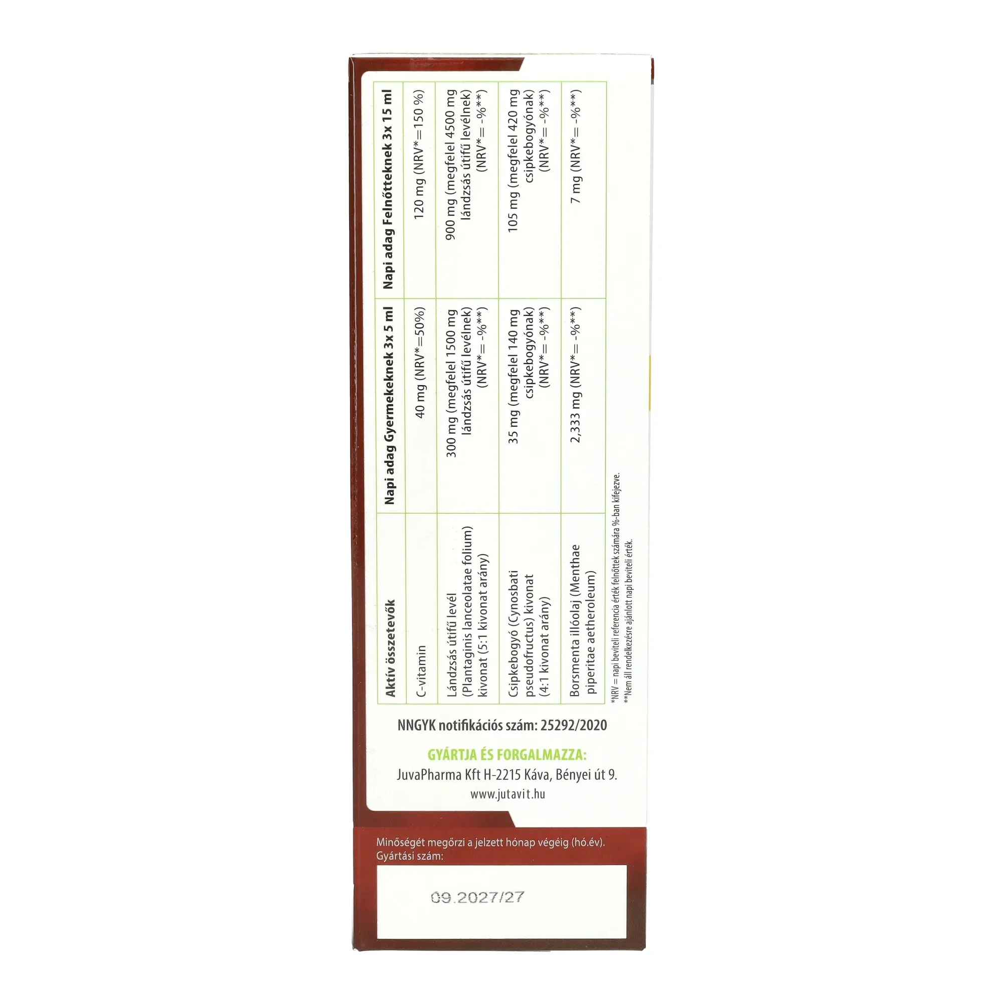 Jutavit Lándzsás útifű szirup 300ml