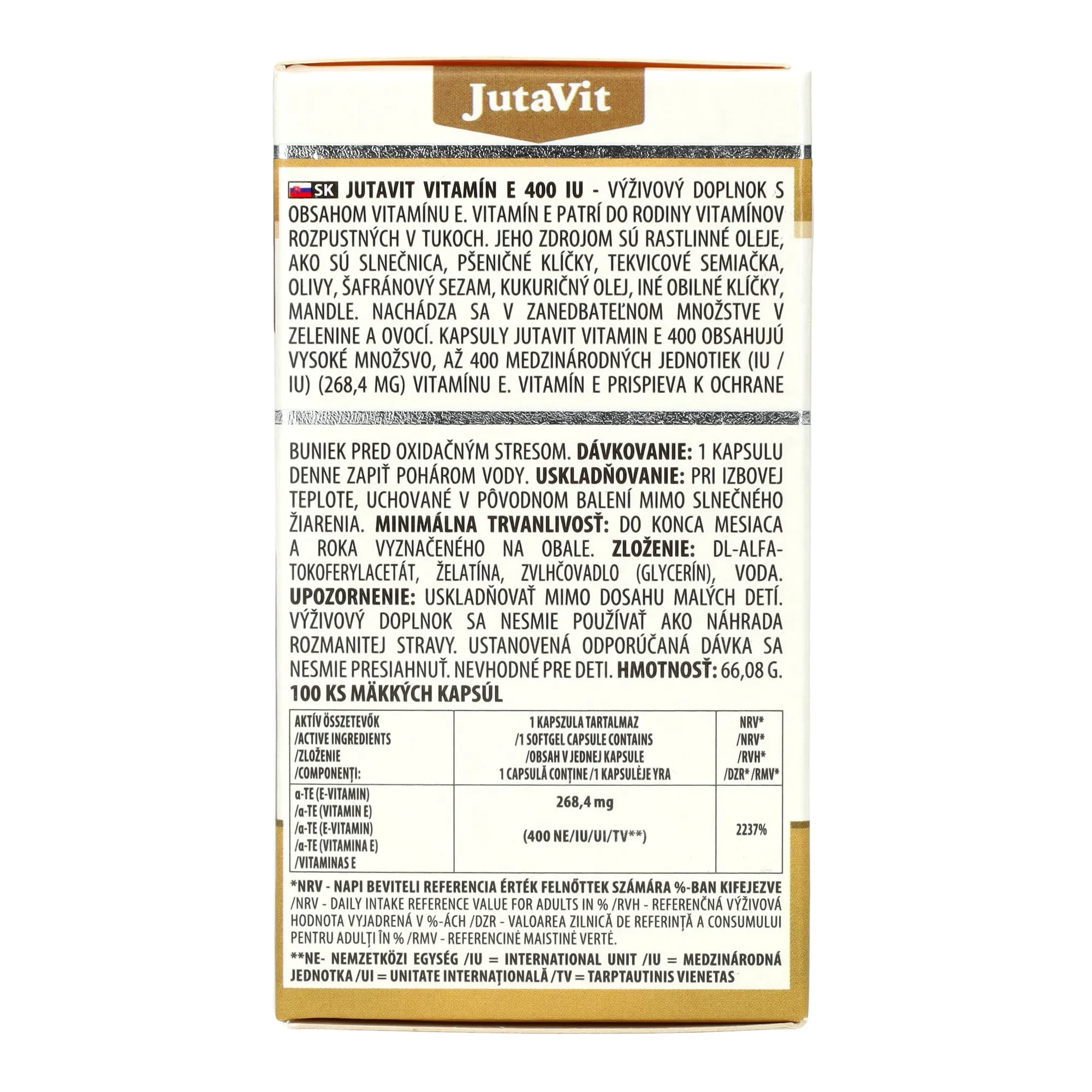 Jutavit E-vitamin 400 IU 100 db Lágykapszula