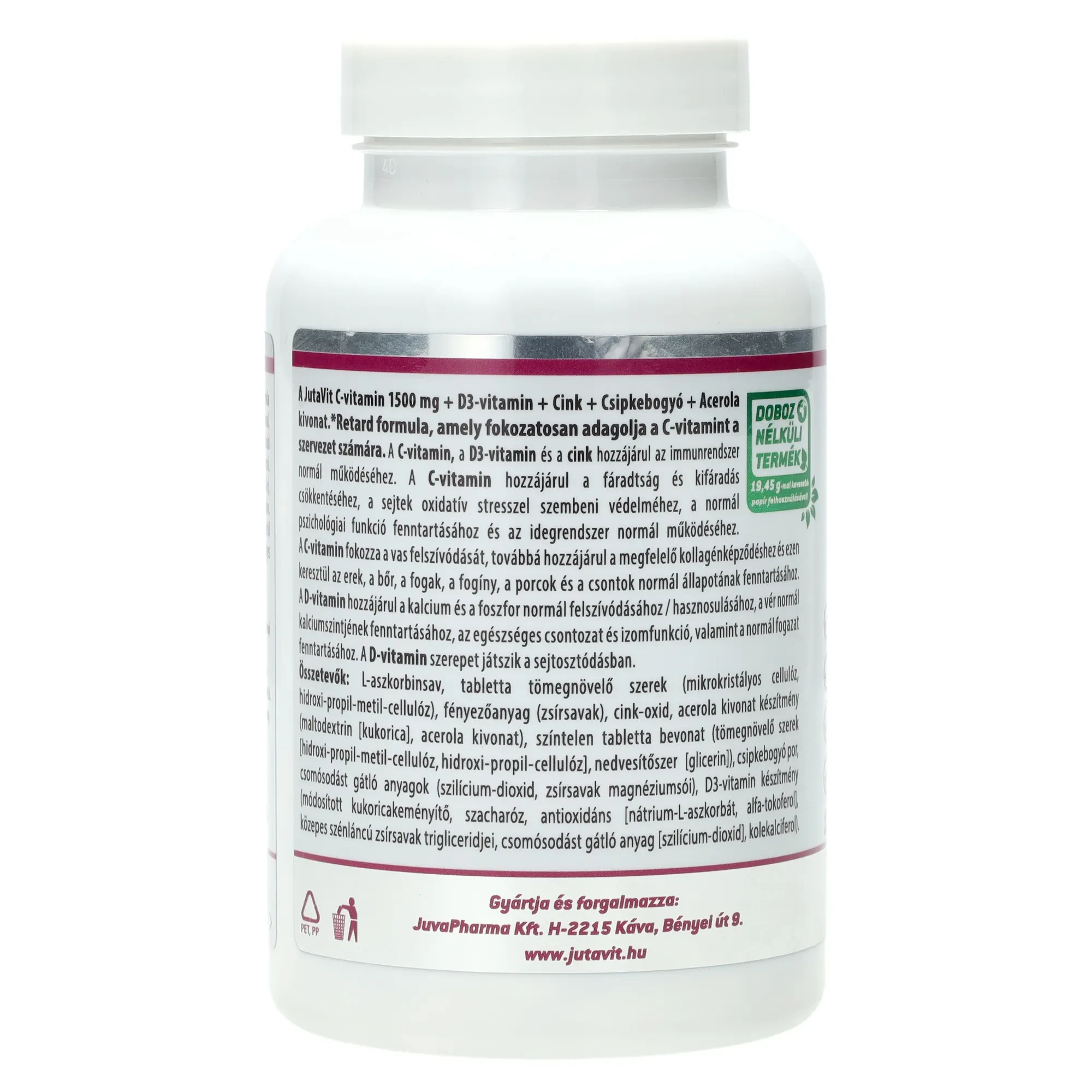 JutaVit C-vitamin 1500mg + csipkeb.+acerola kivonat+D3 100db