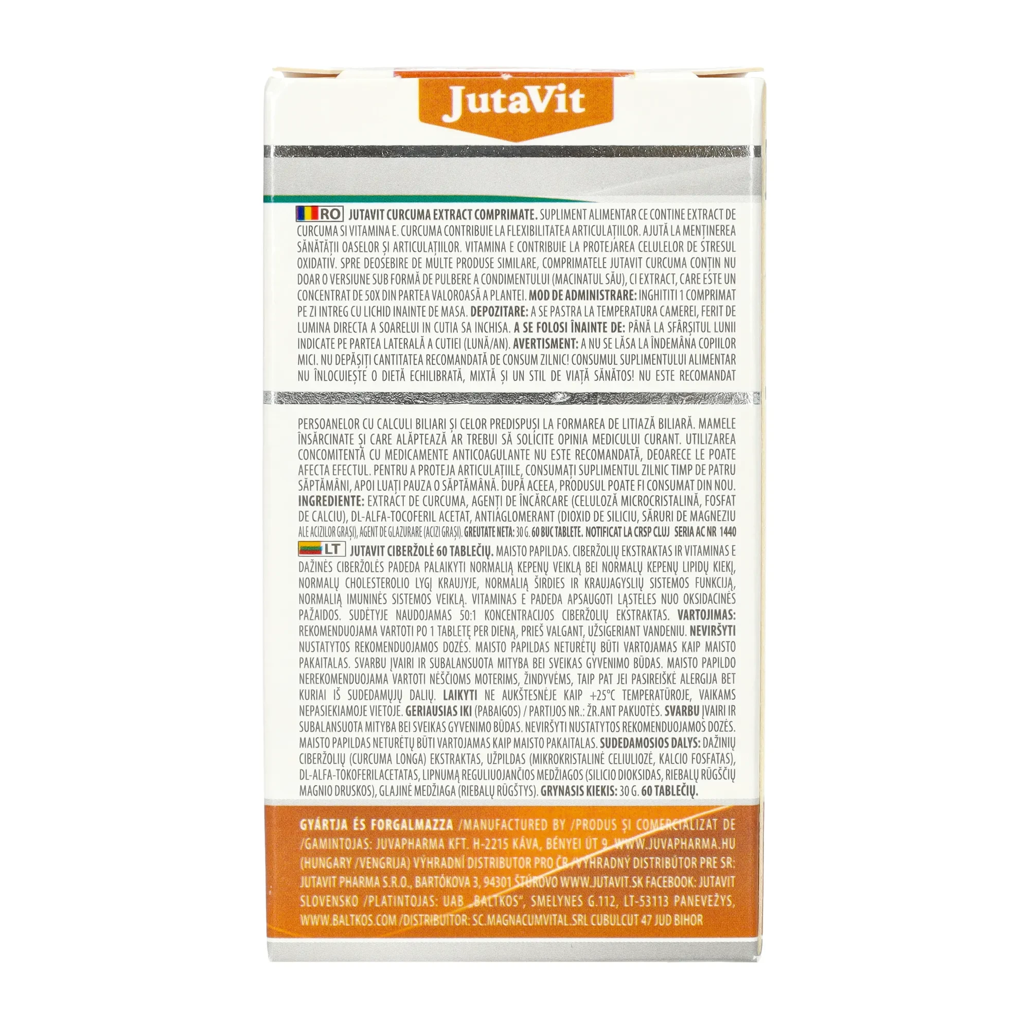 Jutavit Kurkuma Extraktum  + E-vitamin 60 db Tabletta