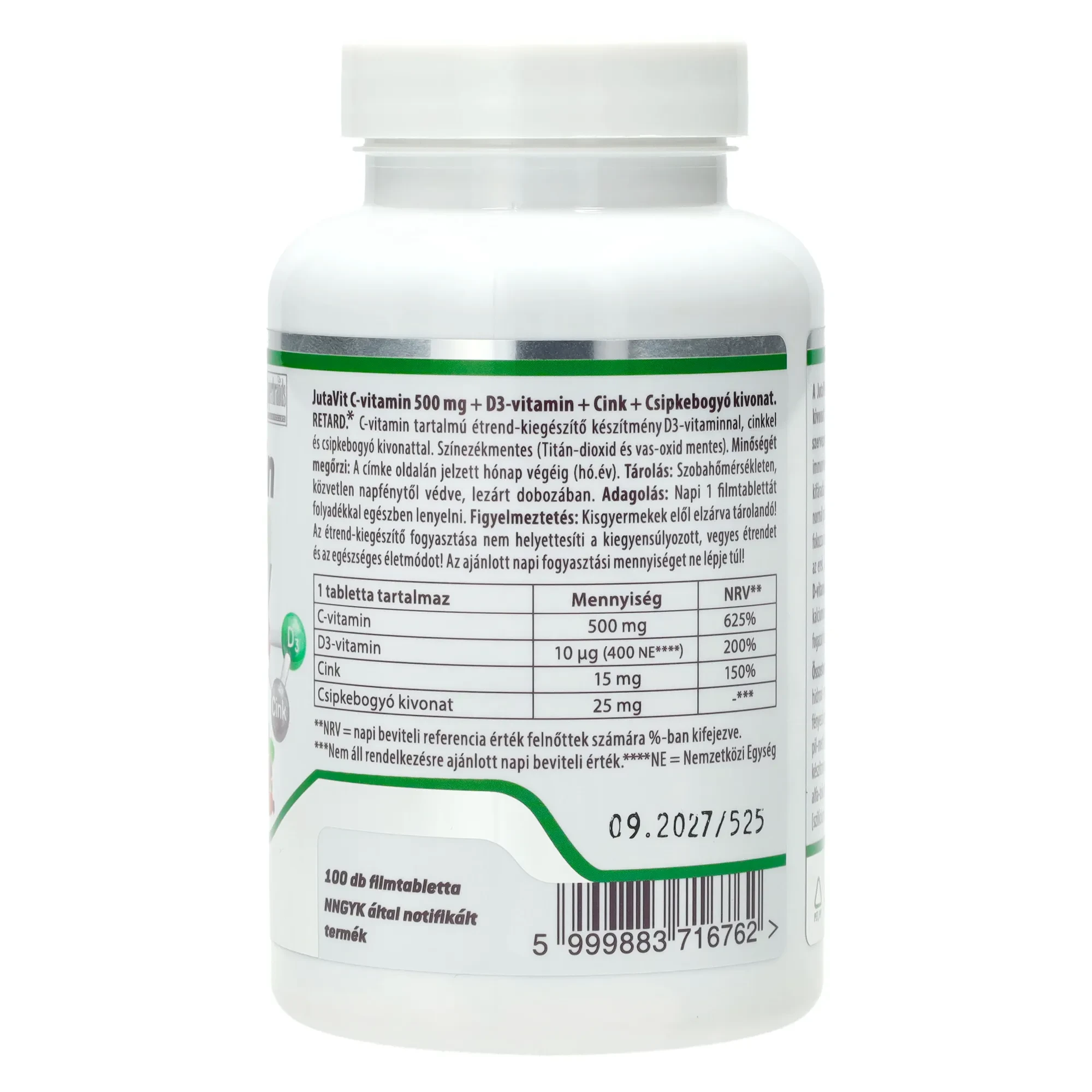 JutaVit C-500 + D3 nyújtott csipkebogyó filmtabletta 100db