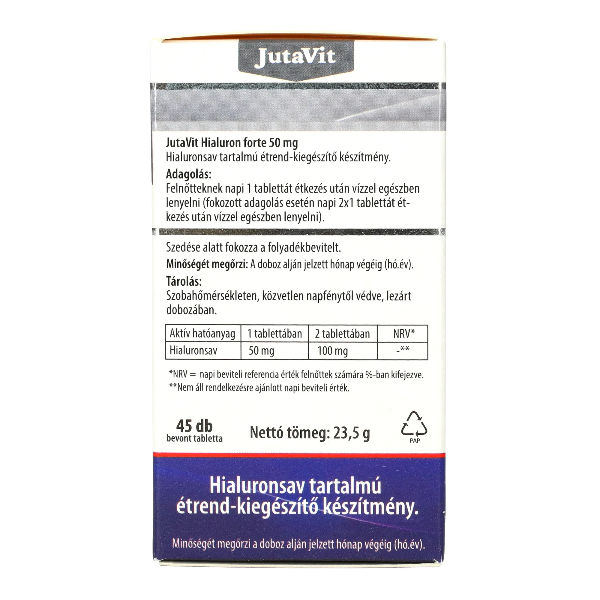 JutaVit Hialuron forte tabletta 45db