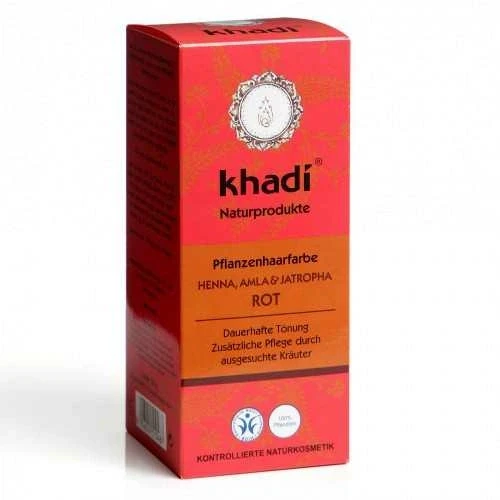Khadi Hajfesték por Vörös henna, amla, jatropha 100g