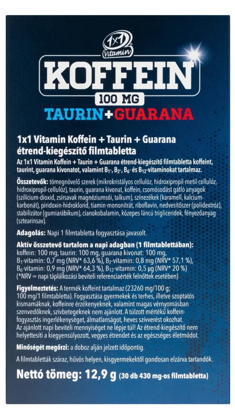 1x1 Vitamin Koffein+Taurin+Guarana filmtabletta 30db