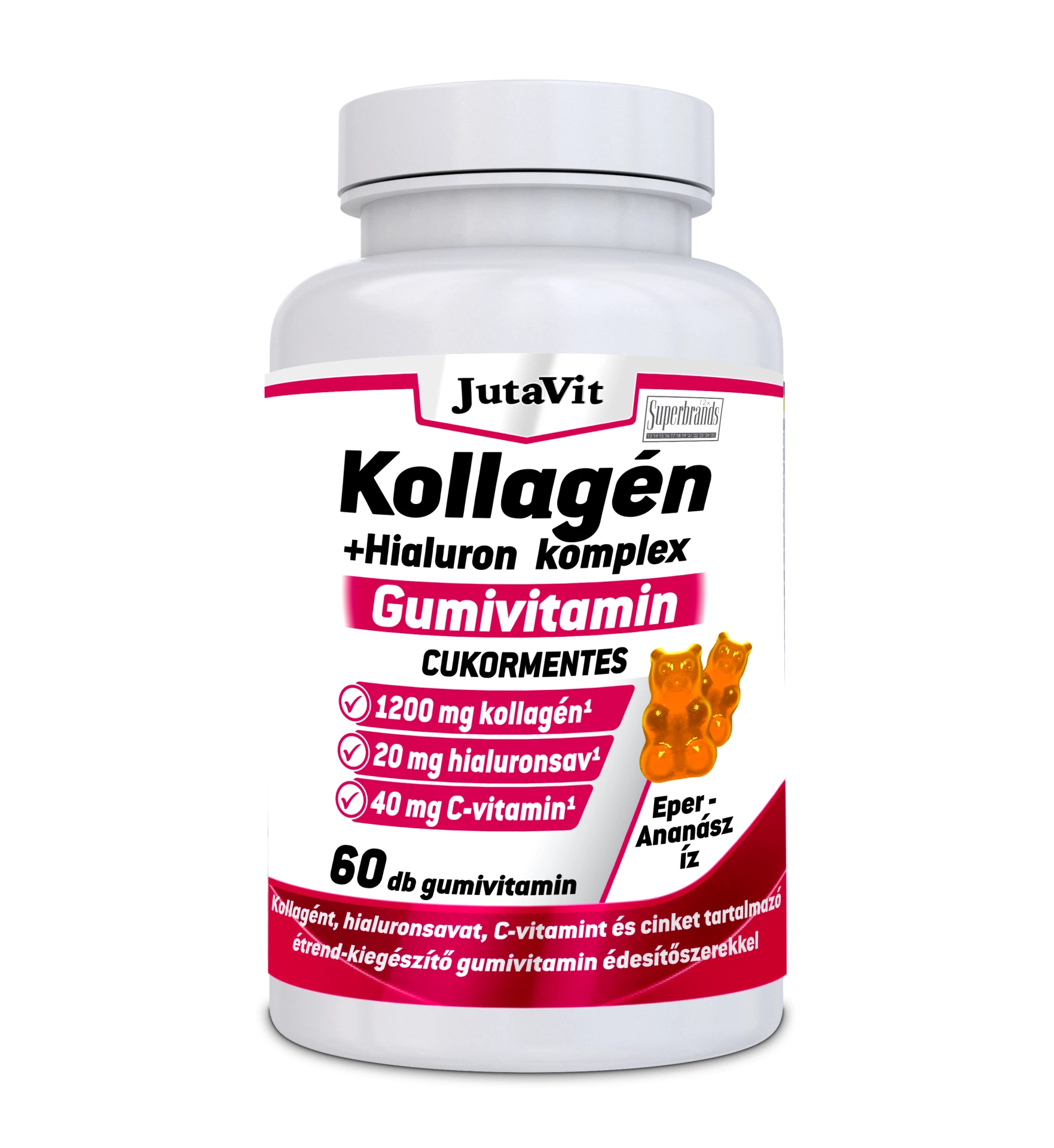 Jutavit Kollagén + Hialuron Komplex Cukormentes Gumivitamin 60 db