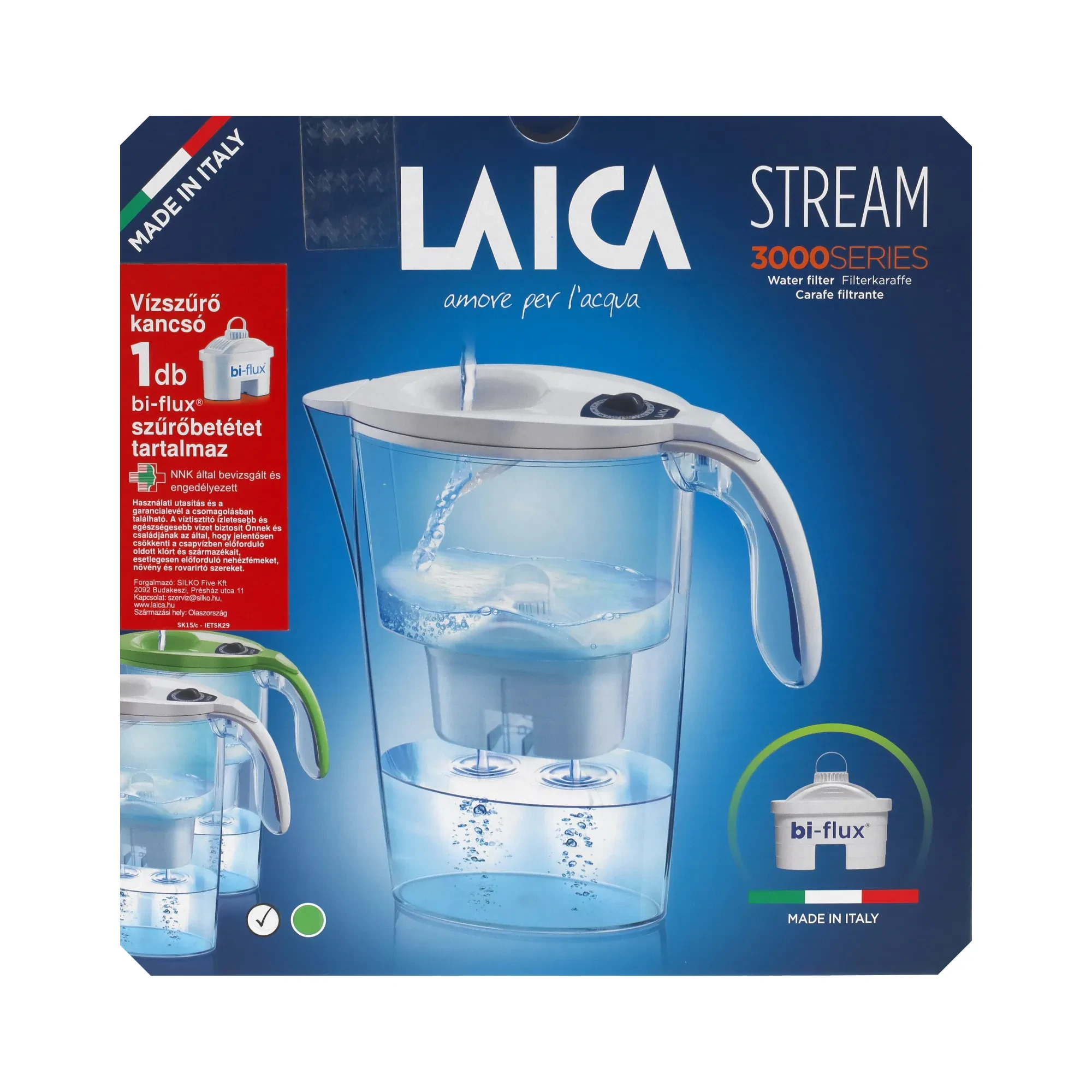 LAICA Stream Line fehér vízszűrő kancsó mechanikus kijelzővel 2,3L