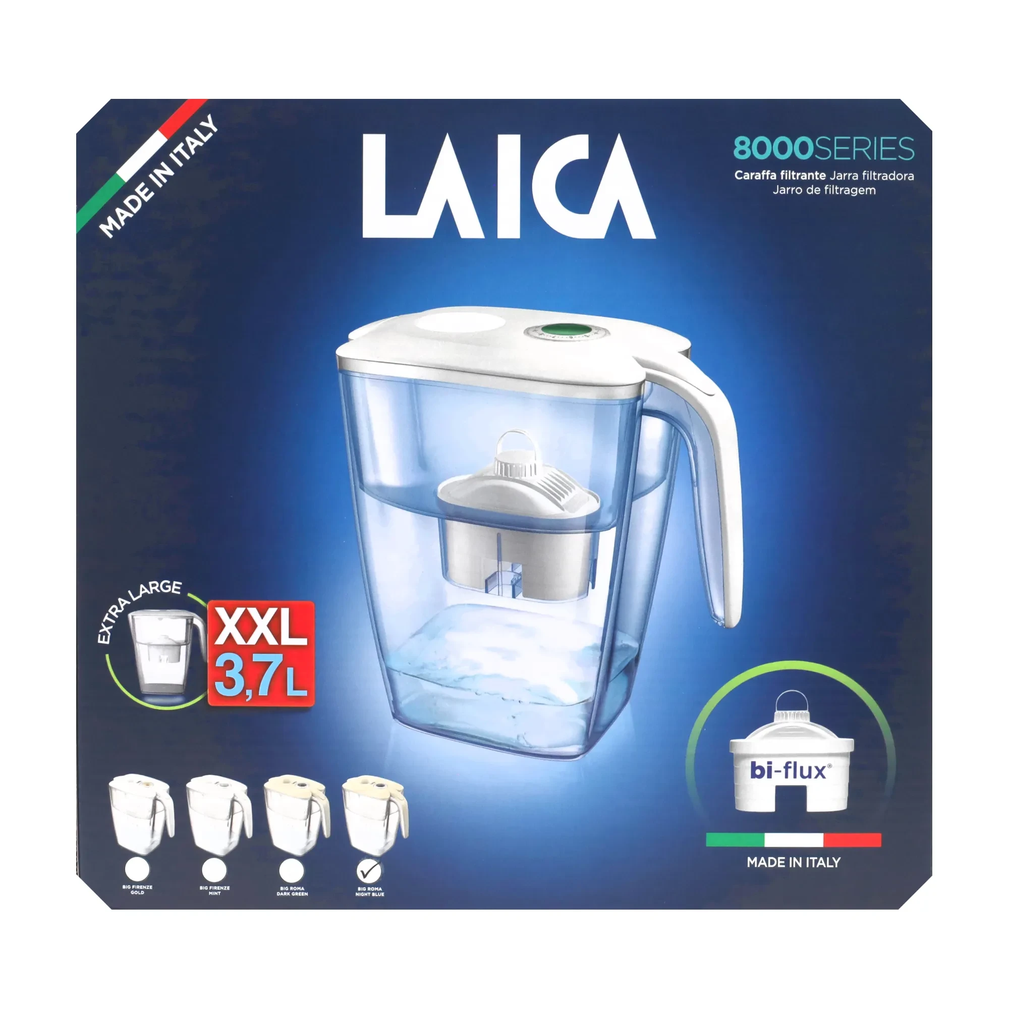SILKO Five LAICA Róma NB XXL Vízszűrő kancsó kék tárcsával 3,7 L