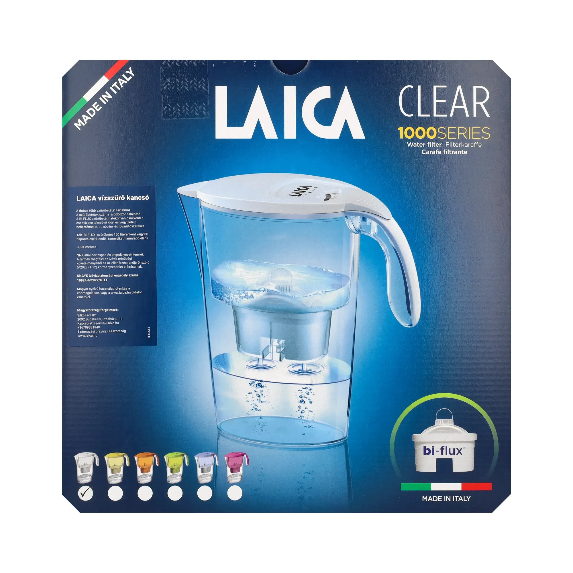 Laica Color Clear Line fehér kancsó 1db szűrőbetéttel