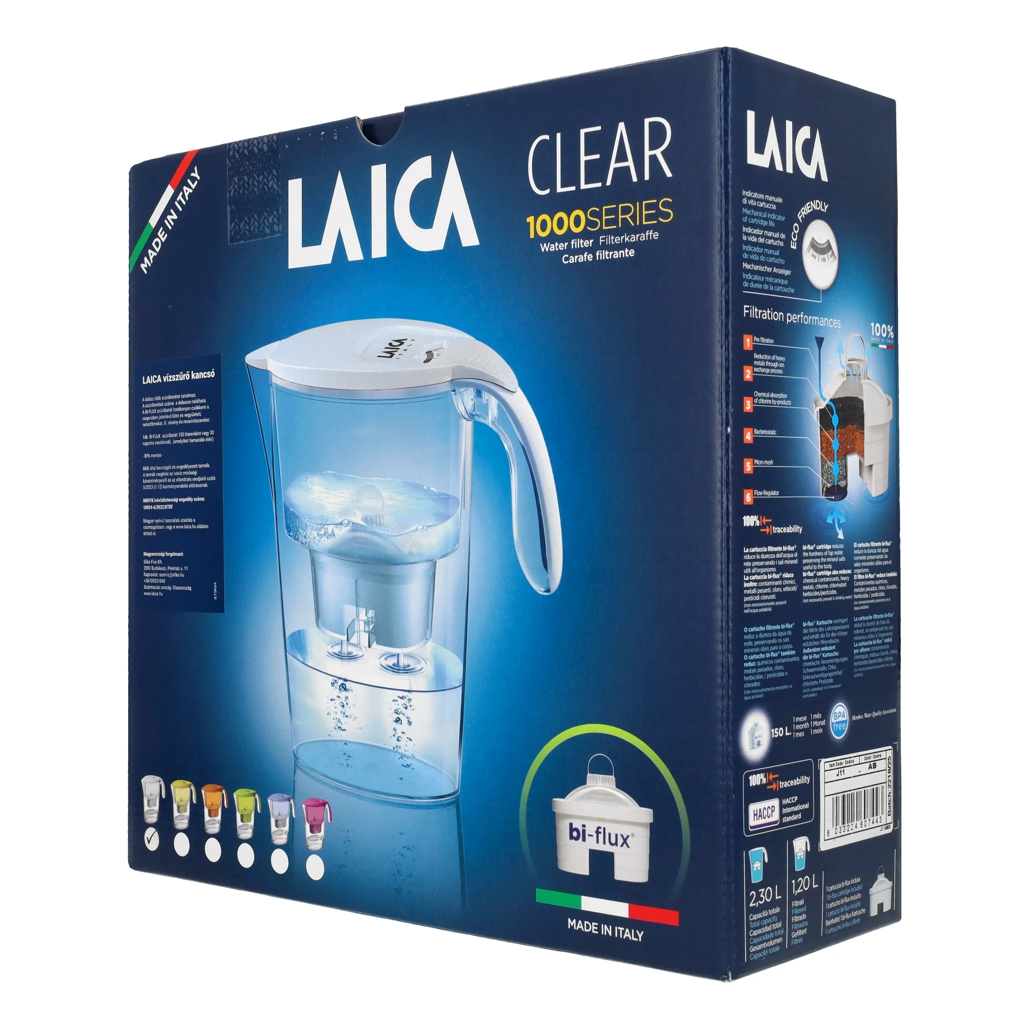 Laica Color Clear Line fehér kancsó 1db szűrőbetéttel