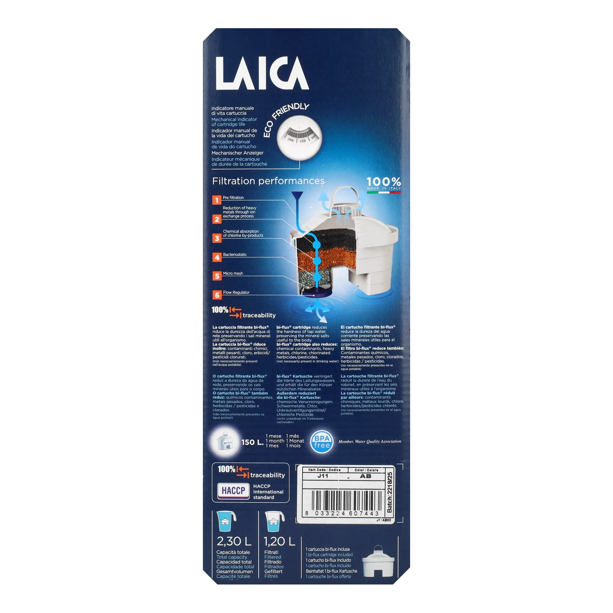 Laica Color Clear Line fehér kancsó 1db szűrőbetéttel