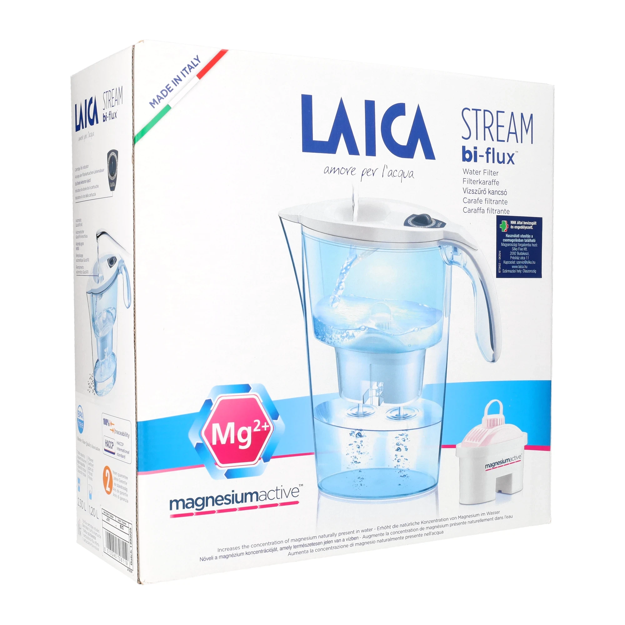 Laica Stream Line fehér vízszűrő kancsó mechanikus kijelzővel és magnézium active bi-flux szűrővel