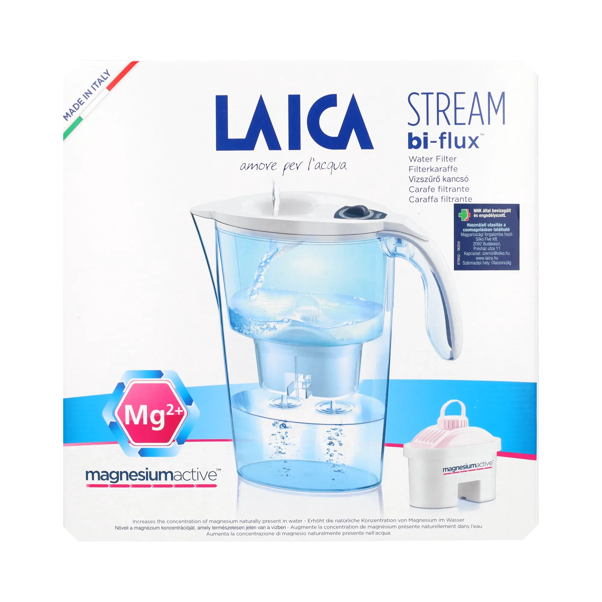 Laica Stream Line fehér vízszűrő kancsó mechanikus kijelzővel és magnézium active bi-flux szűrővel