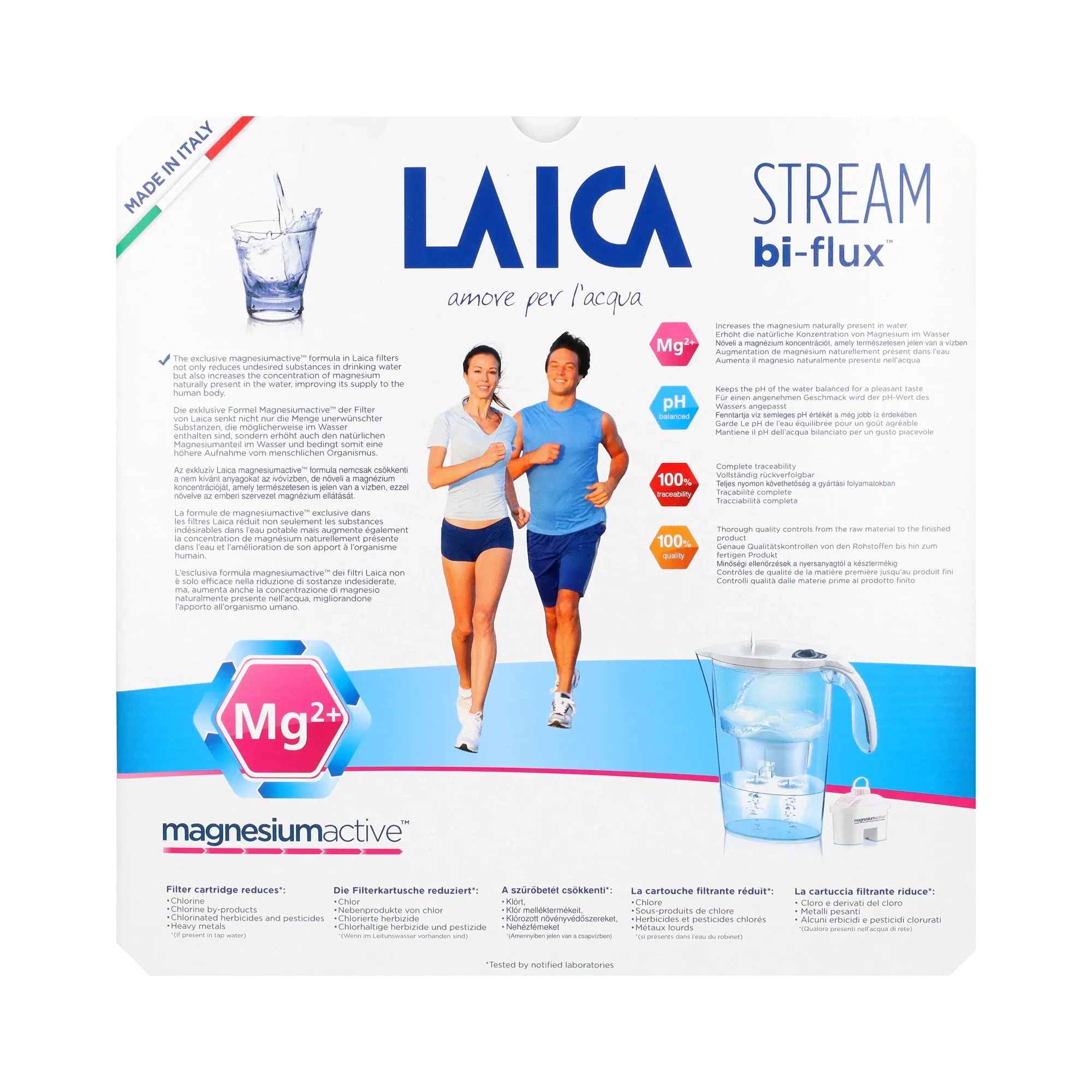 Laica Stream Line fehér vízszűrő kancsó mechanikus kijelzővel és magnézium active bi-flux szűrővel