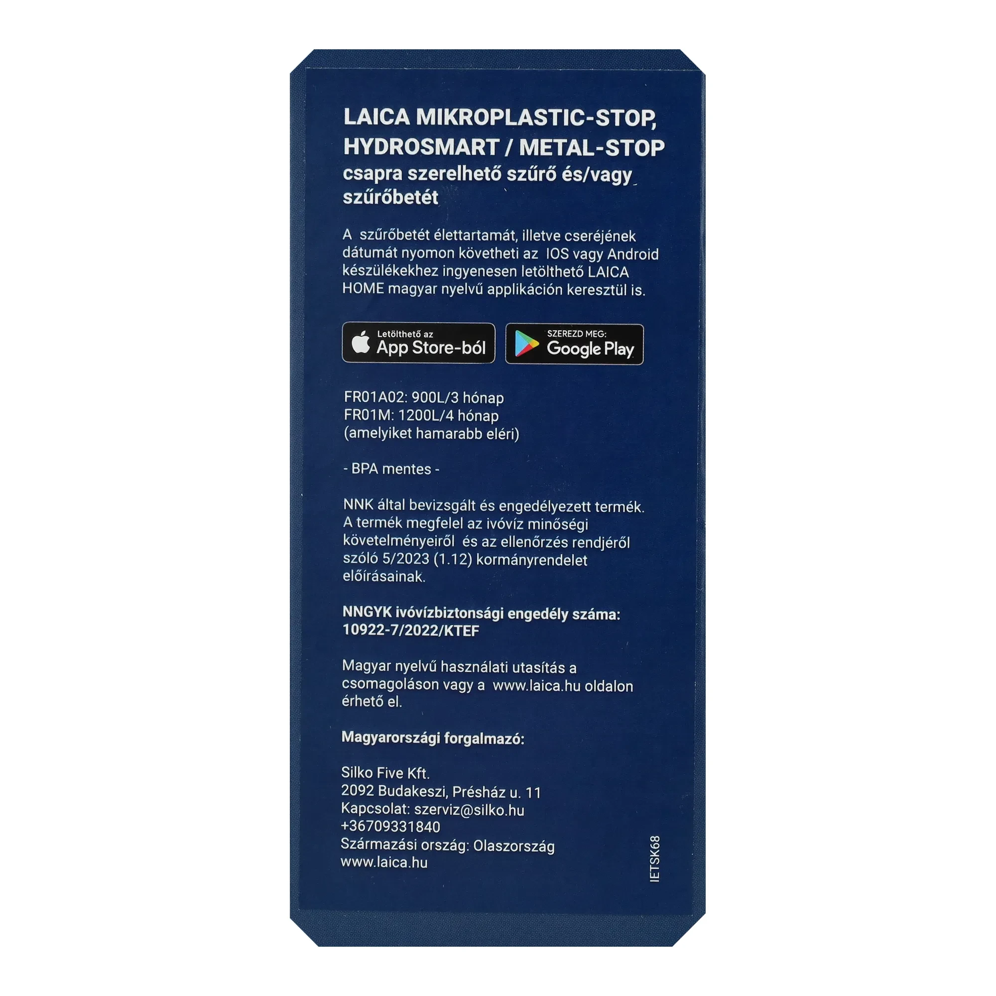 Laica HYDROSMART MetalStop mikroplasztik-stop 1200 liter