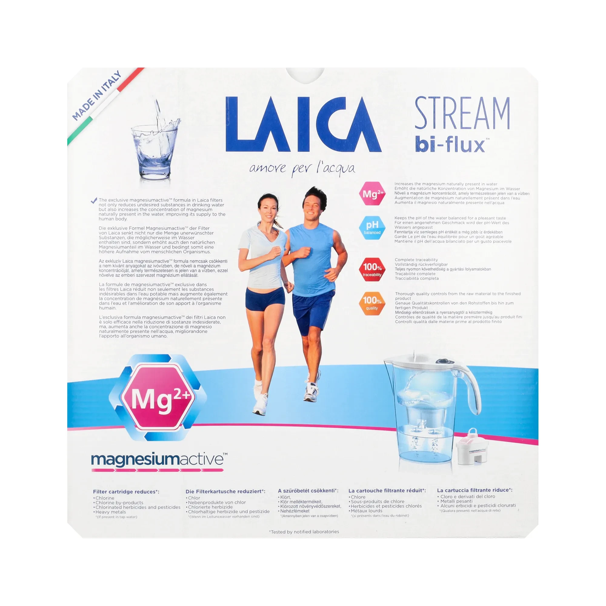 LAICA Stream Line fehér vízszűrő kancsó mechanikus kijelzővel 3db magnézium active bi-flux szűrővel