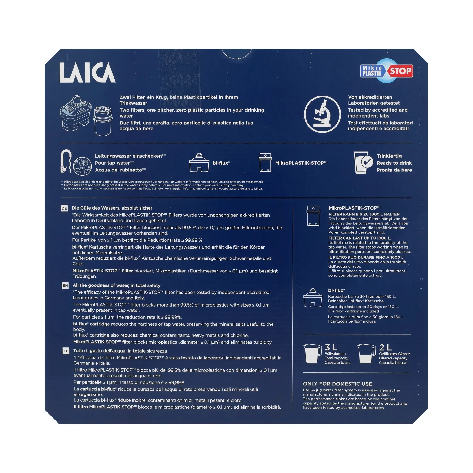 LAICA mikroplasztik- Stop vízszűrő kancsó mechanikus kijelzővel 1 db bi-flux