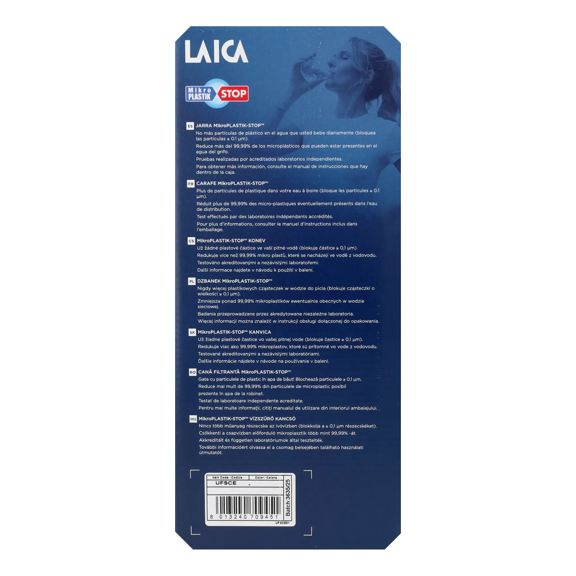 LAICA mikroplasztik- Stop vízszűrő kancsó mechanikus kijelzővel 1 db bi-flux