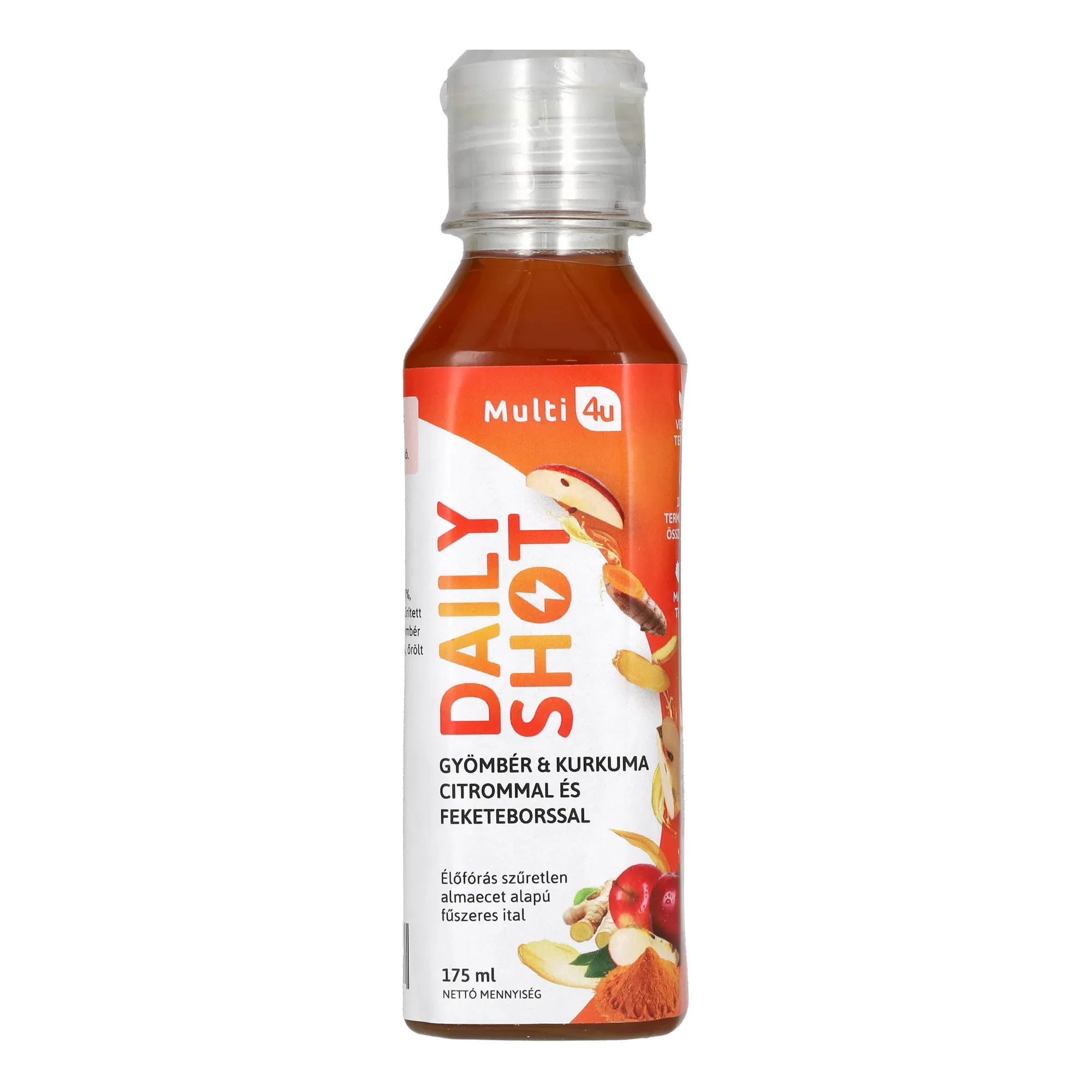 Multi 4U DAILY SHOT Gyömbér & Kurkuma citrommal és feketeborssal 175 ml
