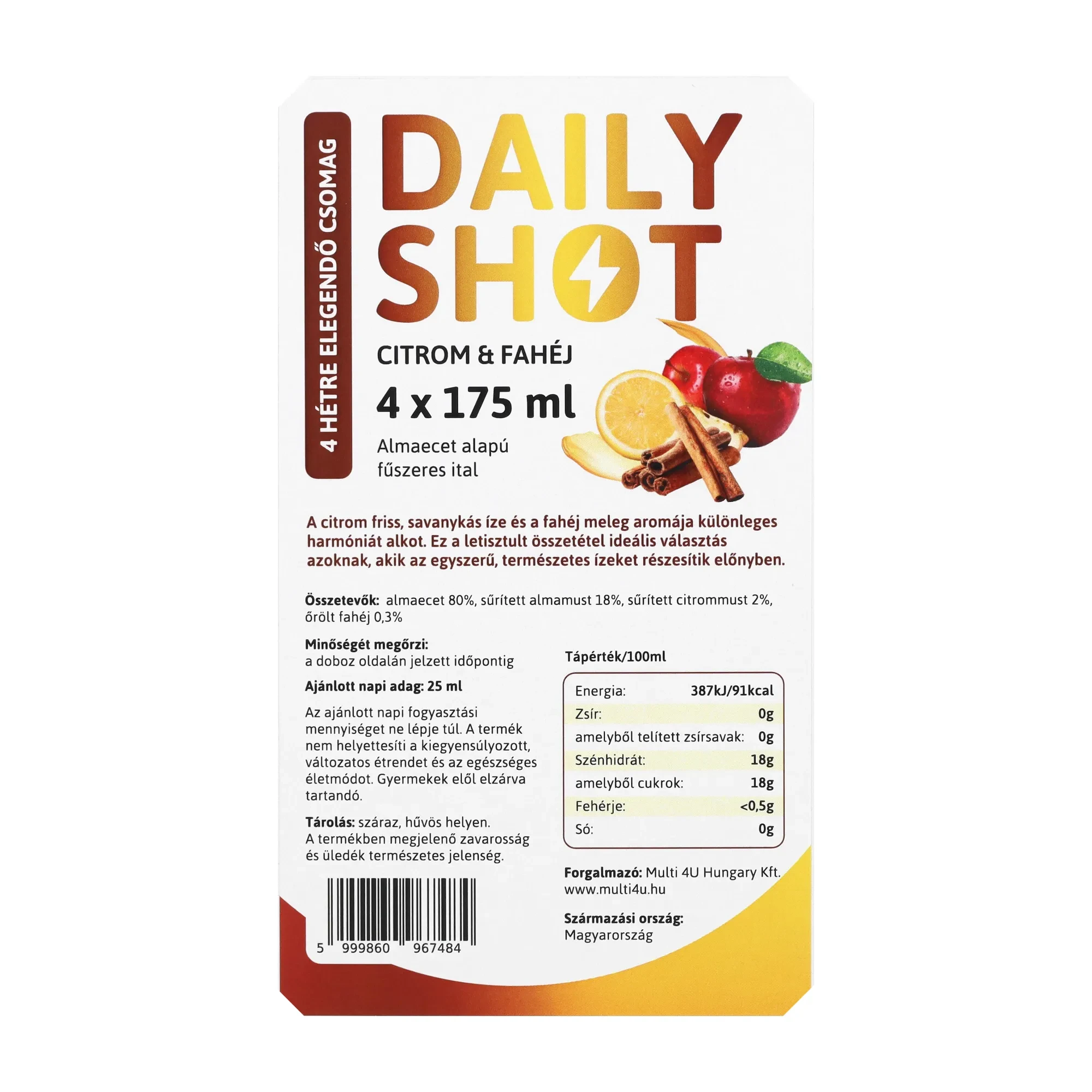Multi 4U DAILY SHOT Citrom & Fahéj 175 ml