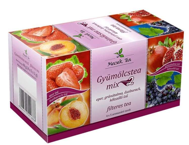 Mecsek Gyümölcstea Mix (eper, gránátalma, őszibarack, kékszőlő) 4x5x2g