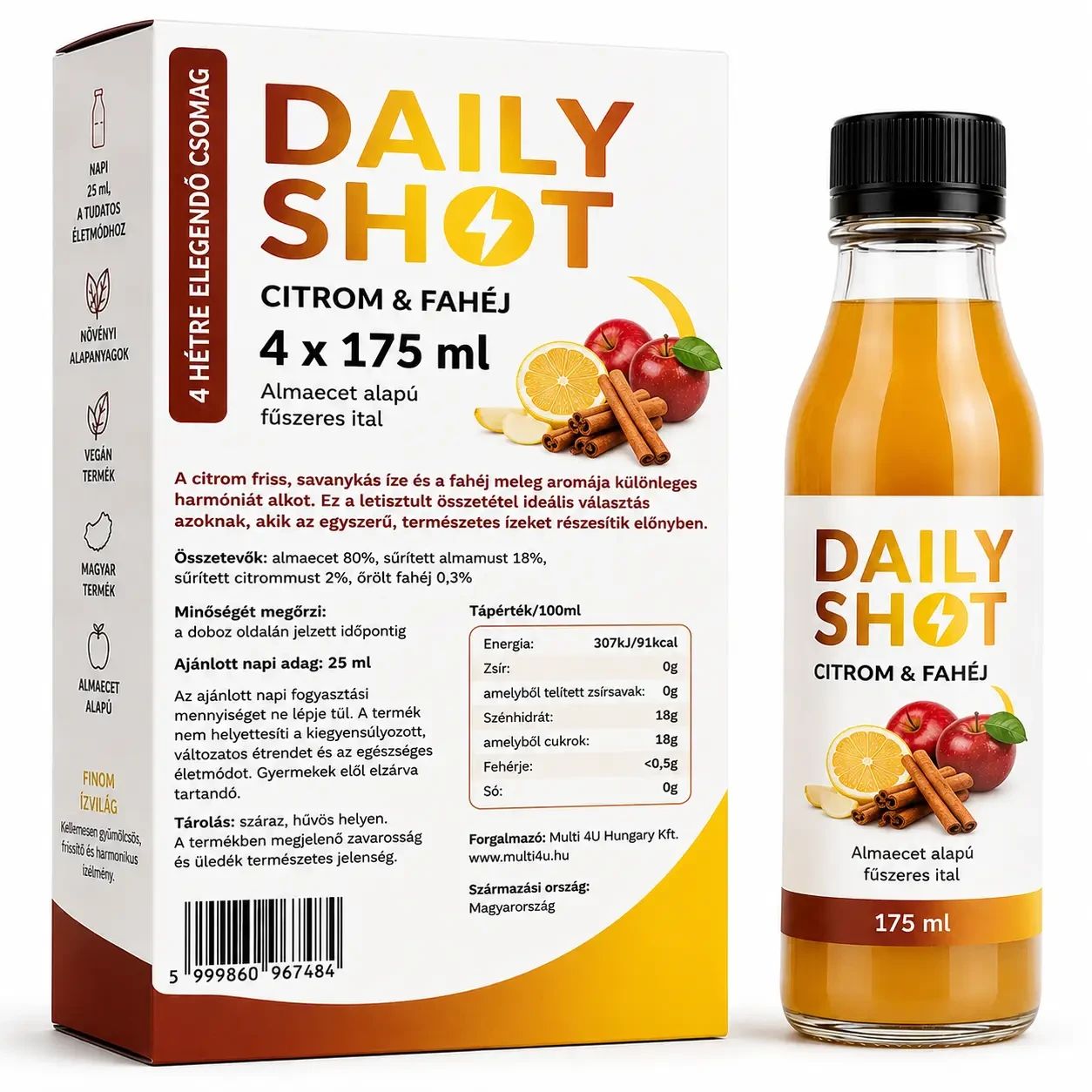 Multi 4U DAILY SHOT Citrom & Fahéj 4x175 ml