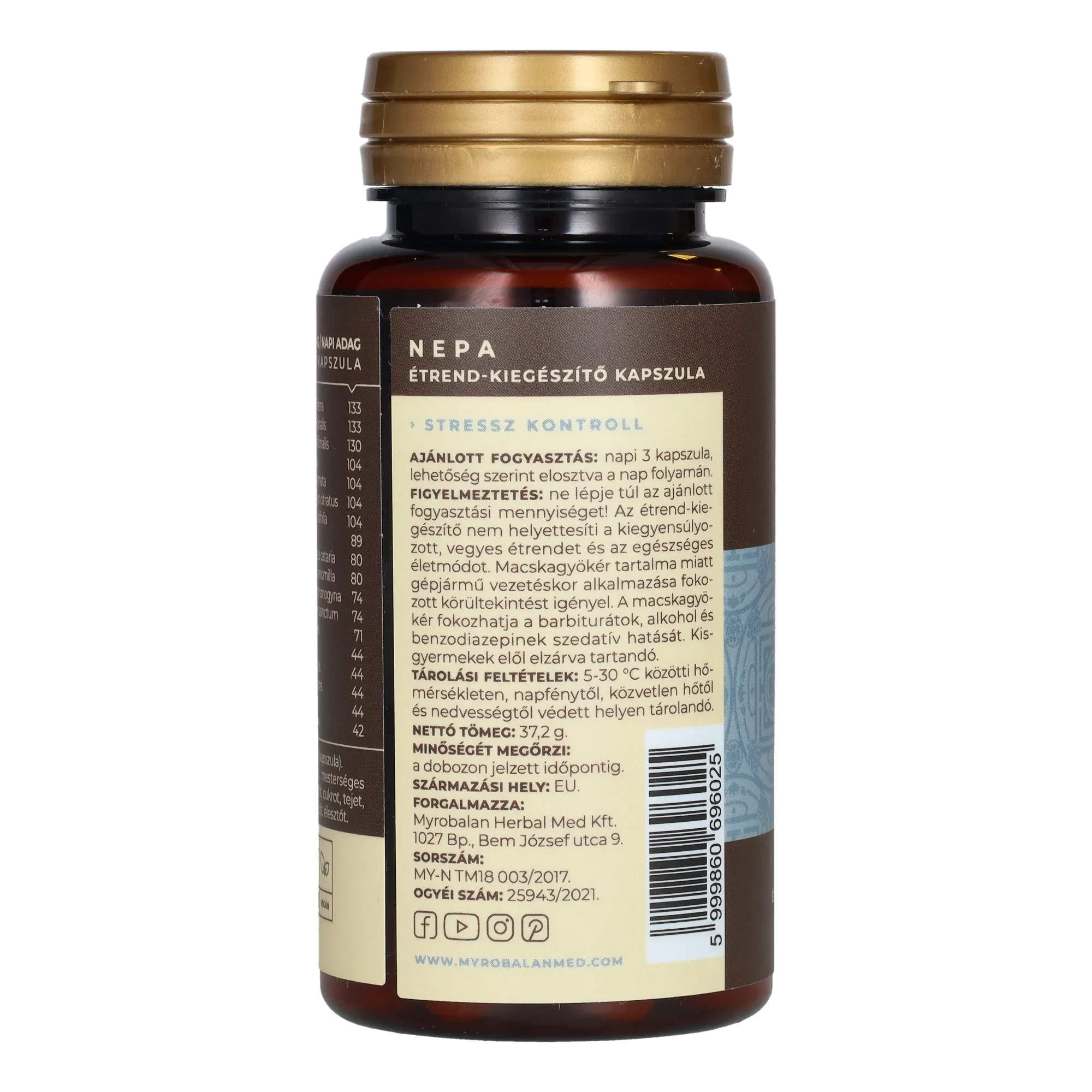Myrobalan Nepa nyugodt tudat gyógynövény-komplex 60db