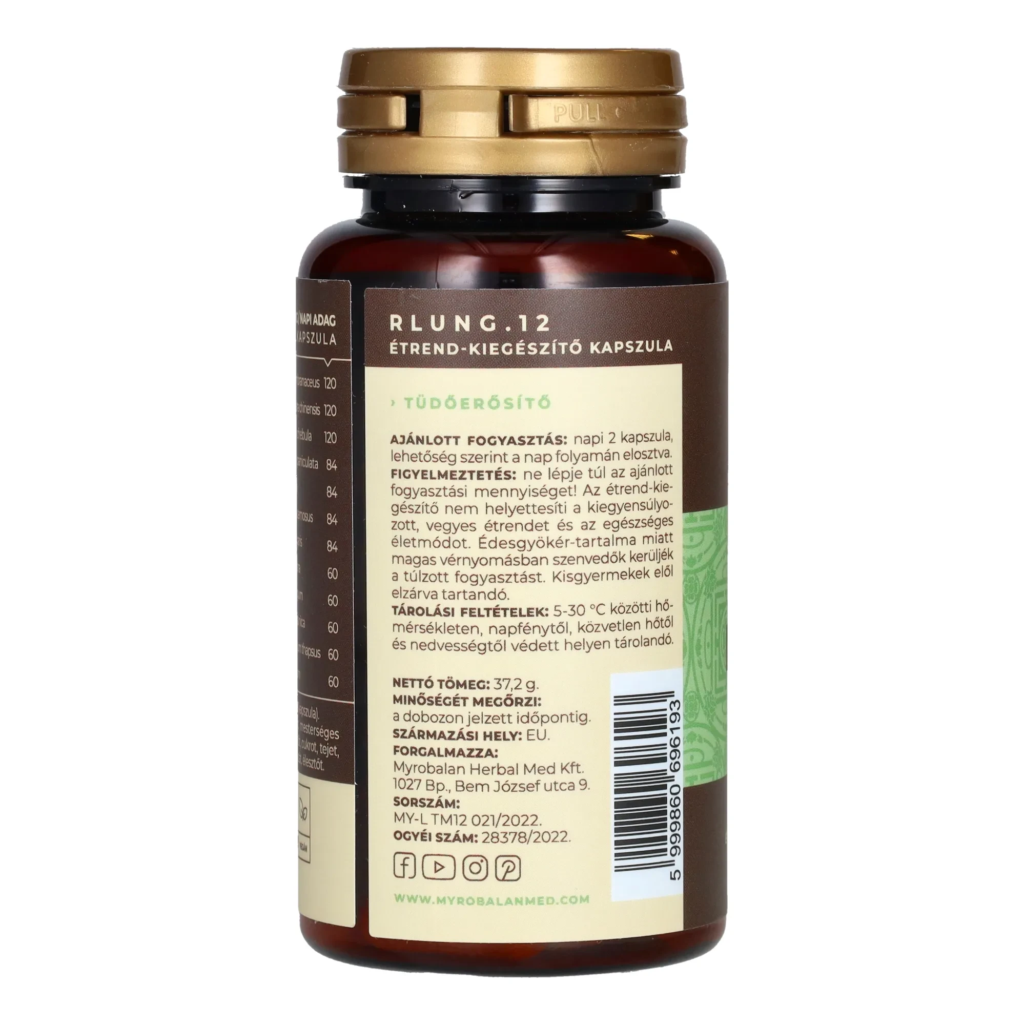 Myrobalan rLung.12 tüdőerősítő és tüdőtisztító gyógynövény-komplex 60db