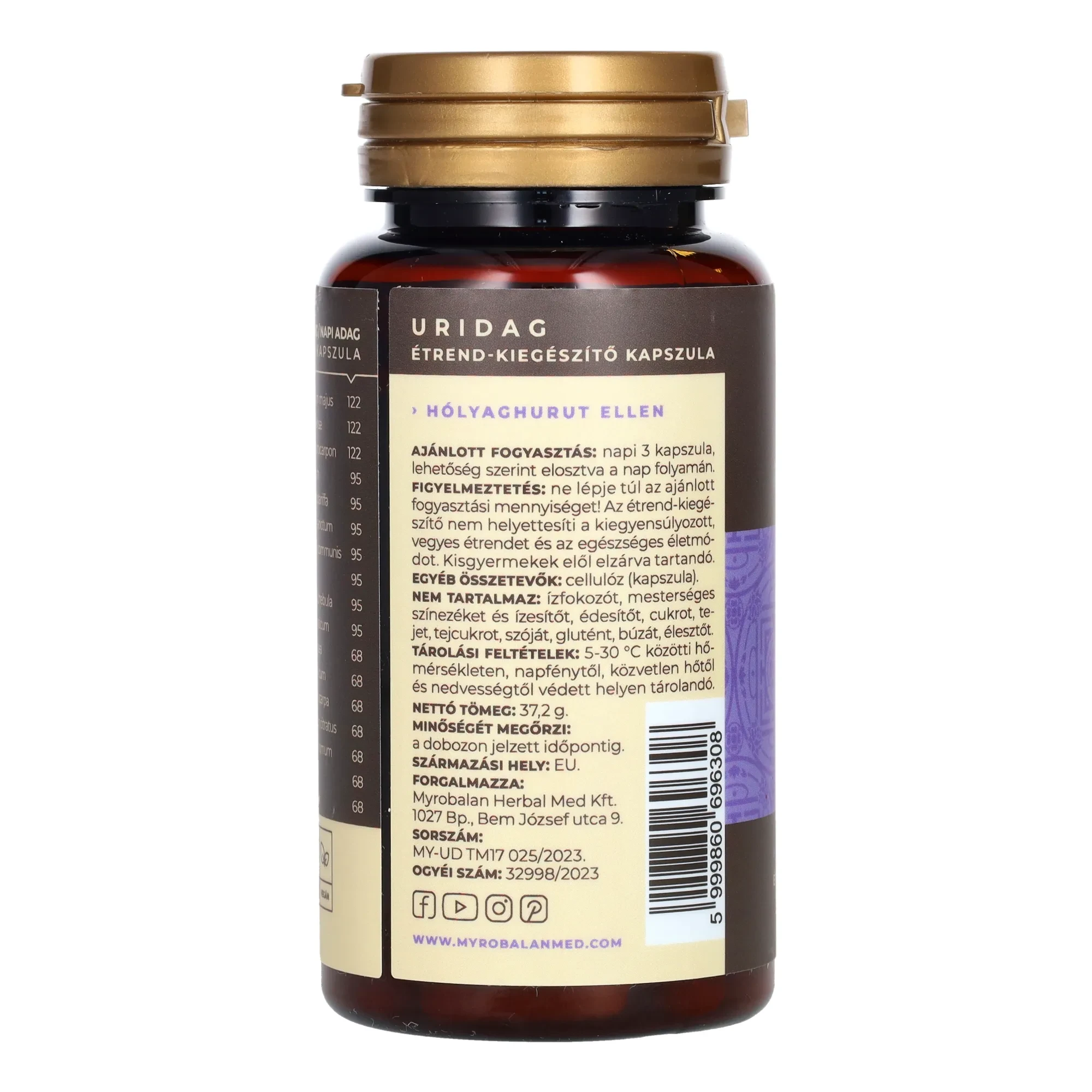 Myrobalan UriDag hólyaghurut és húgyúti fertőzések elleni gyógynövény-komplex 60db