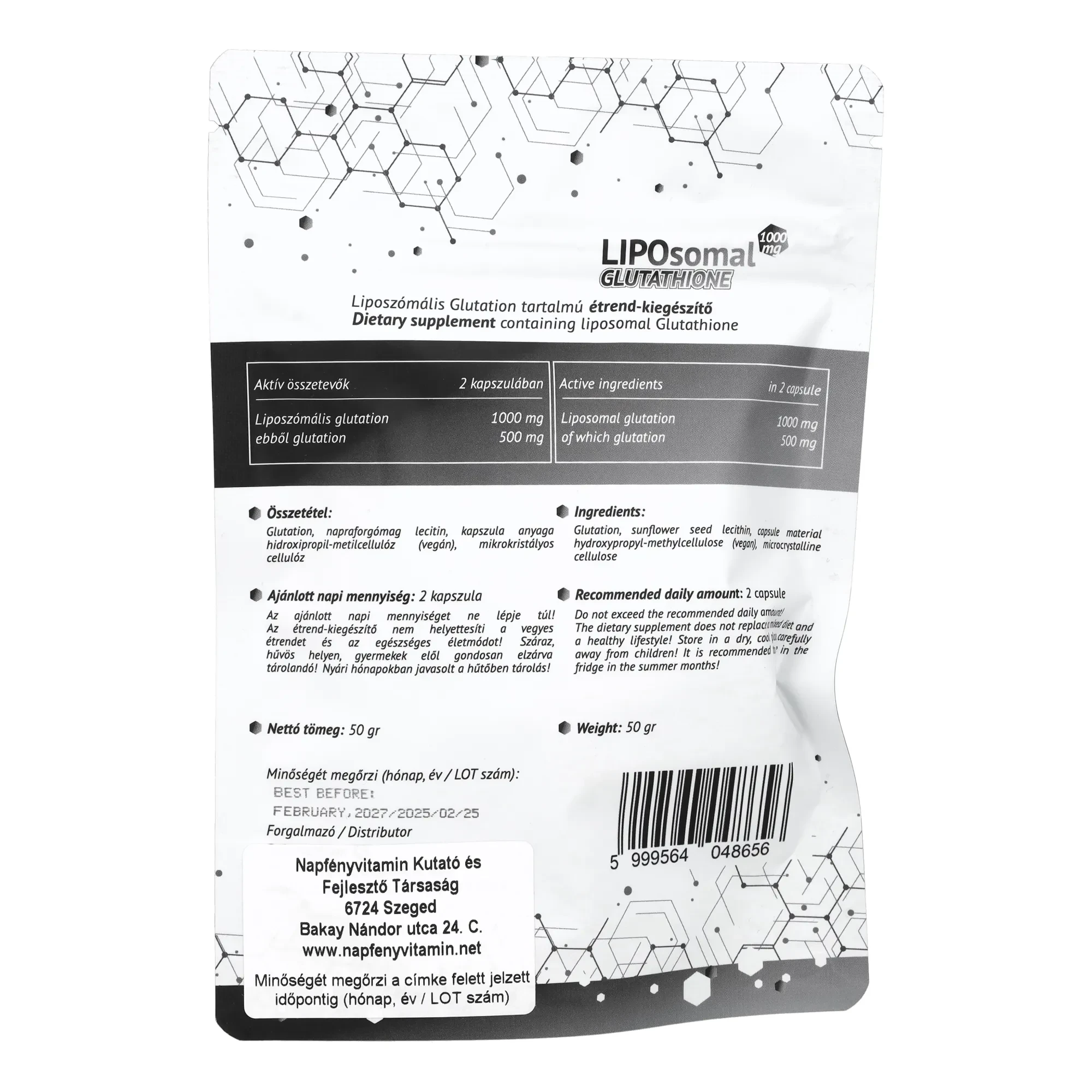 Napfényvitamin LIPOsomal Glutathione 1000 mg 60 db