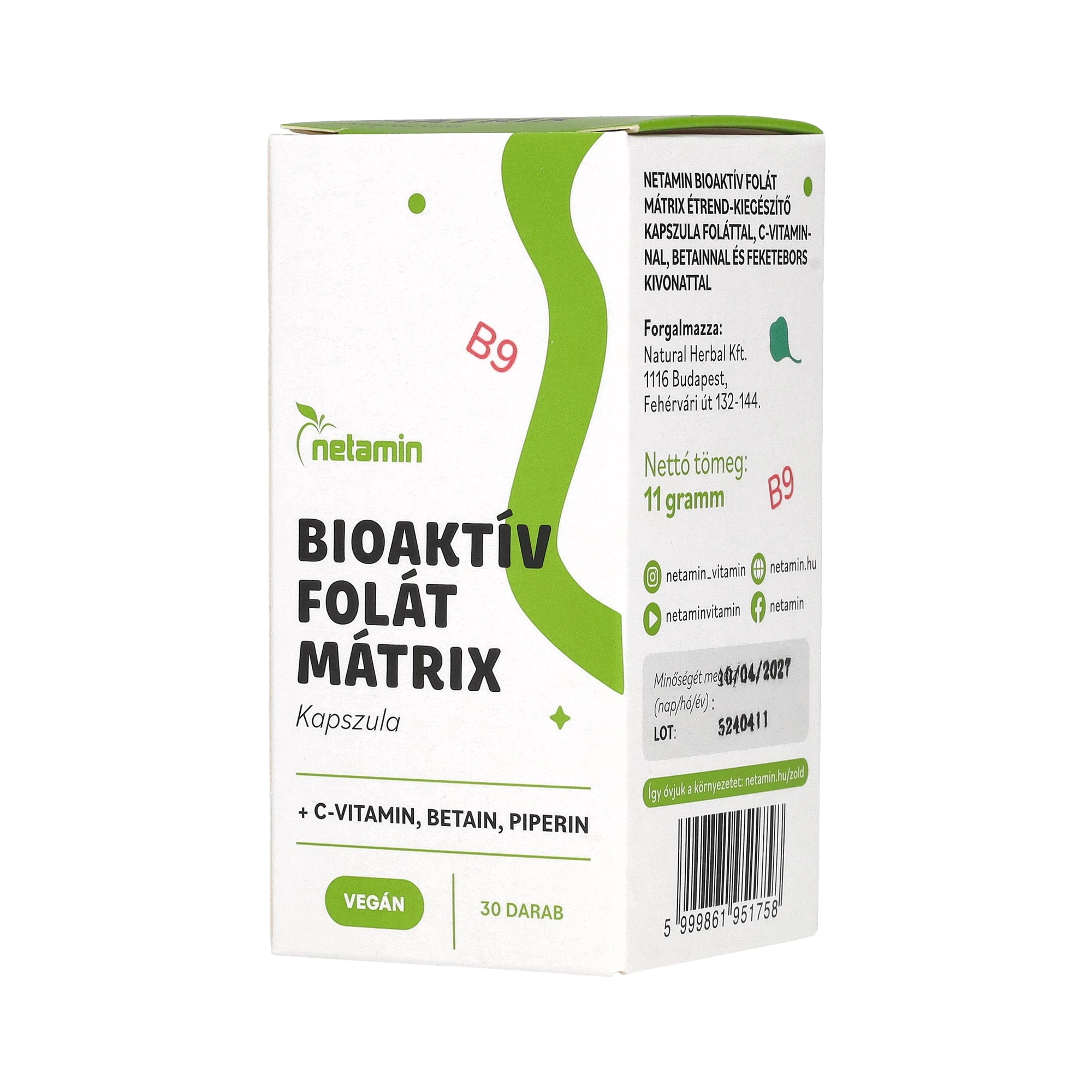 Netamin Bioaktív Folát Mátrix kapszula 30 db