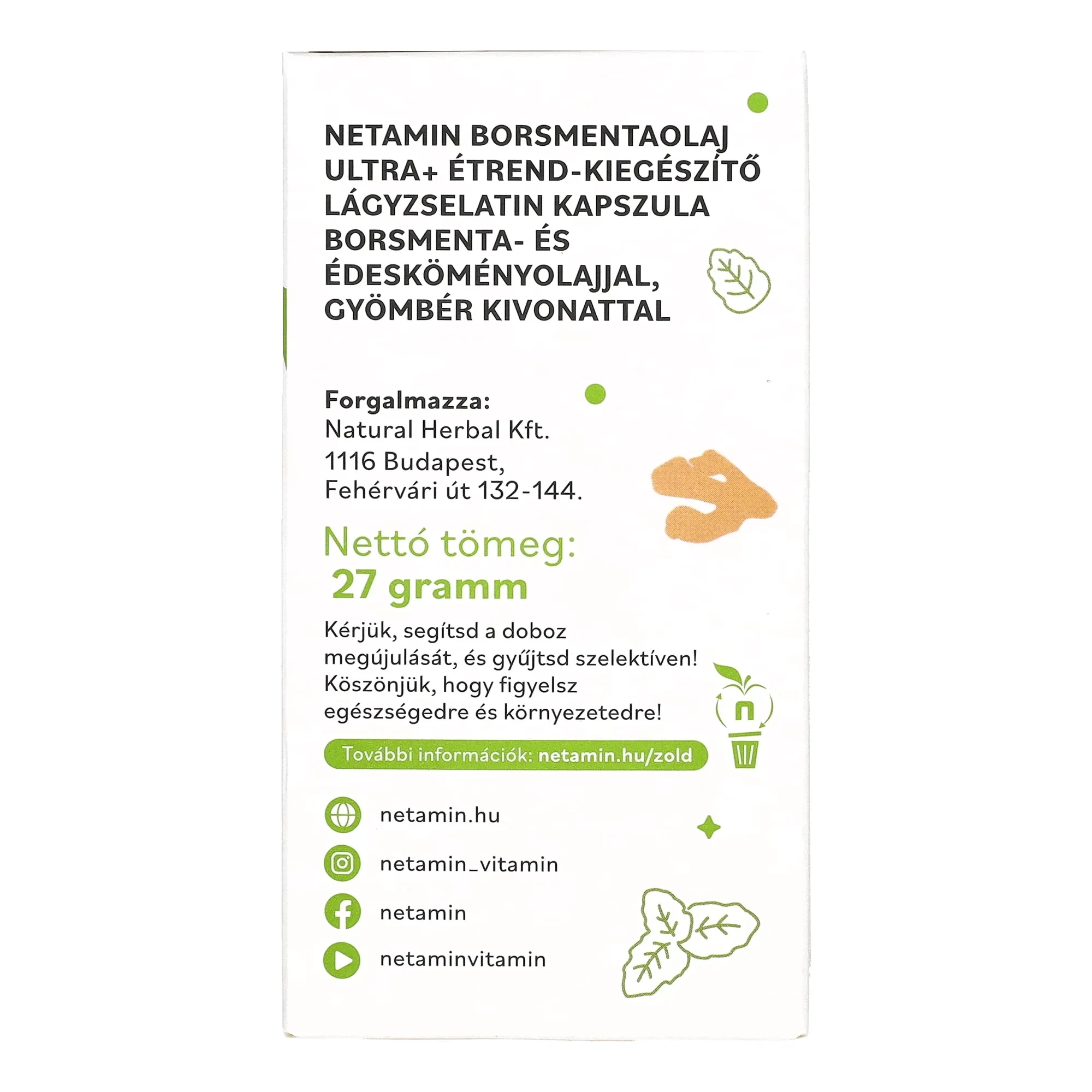 Netamin Borsmentaolaj Ultra+ kapszula 60 db