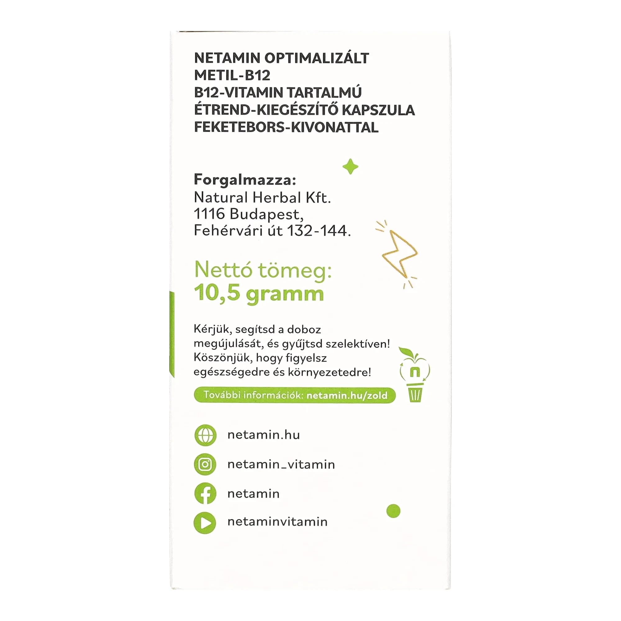Netamin Optimalizált Metil-B12 kapszula 30 db
