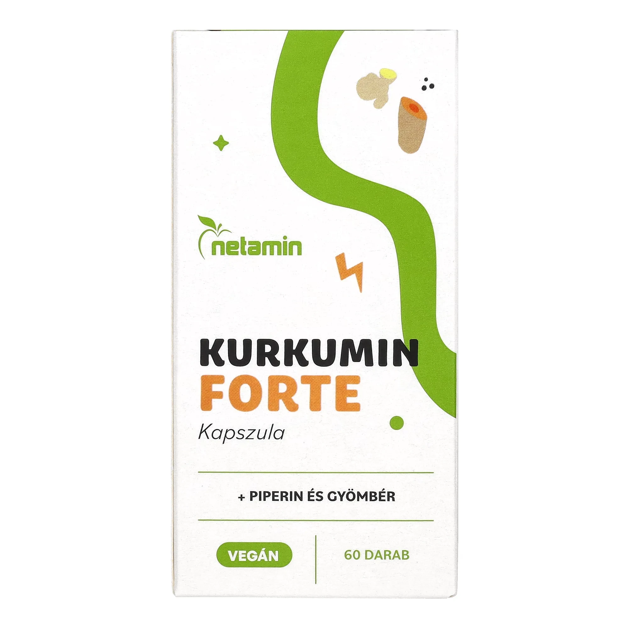 Netamin Kurkumin Forte piperinnel és gyömbérrel 60db