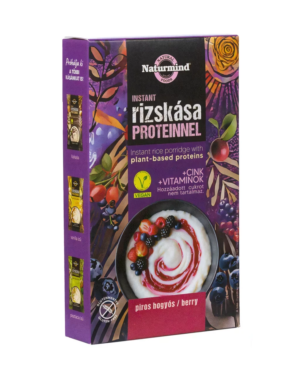 Naturmind Instant Gluténmentes Rizskása Proteinnel Piros Bogyós 200g