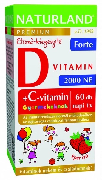 NL D-vitamin Forte Rágótabl. Gyermekeknek +C-vit. eper izű 60db